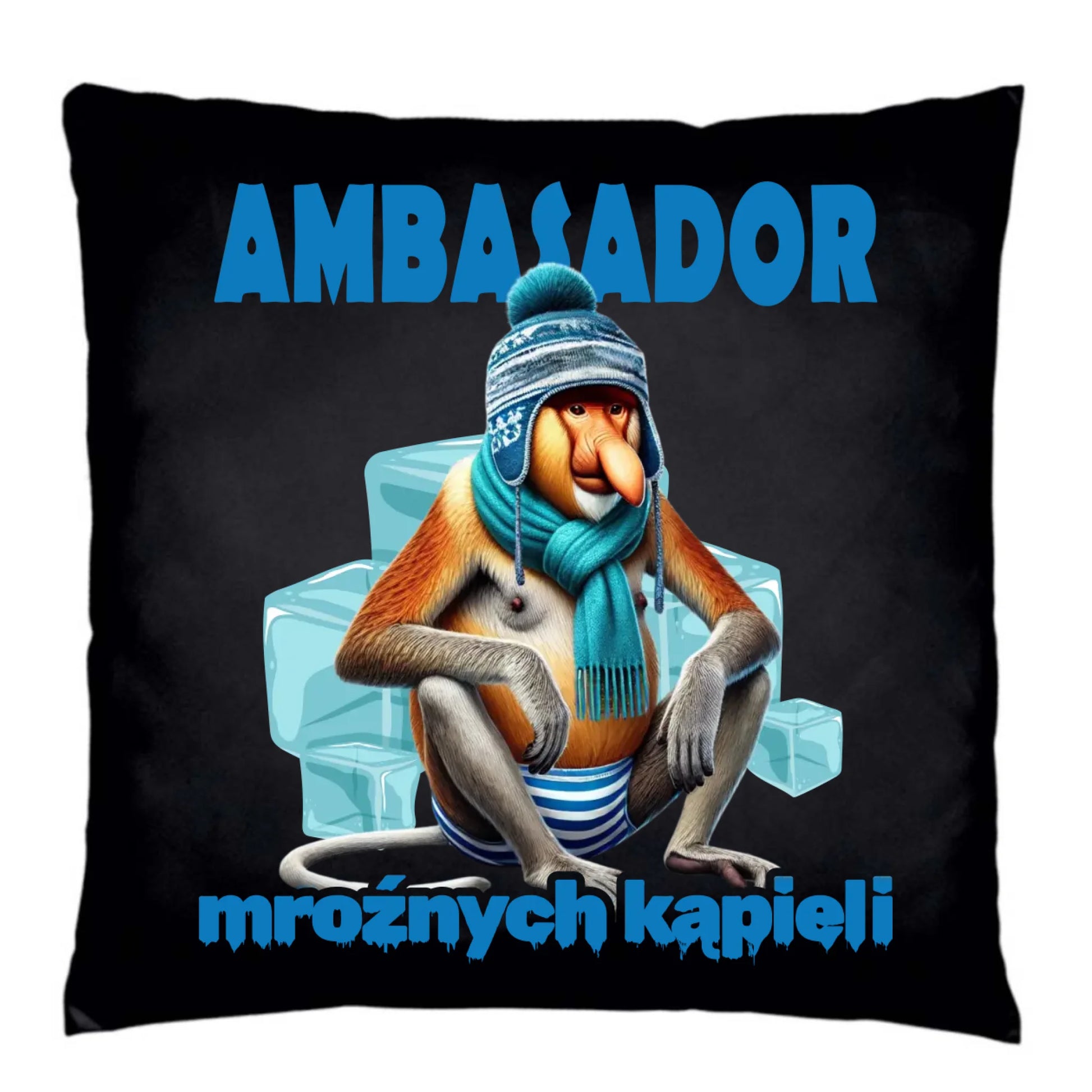 Poduszka dekoracyjna - prezent dla morsa - Janusz Nosacz Mors - Ambasador mroźnych kąpieli HM03 - StoryCups.pl