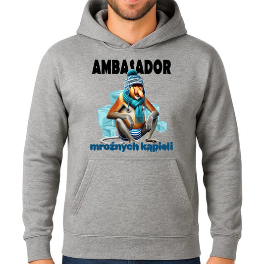 Bluza męska z kapturem - prezent dla morsa - Janusz Nosacz Mors - Ambasador mroźnych kąpieli HM03 - StoryCups.pl