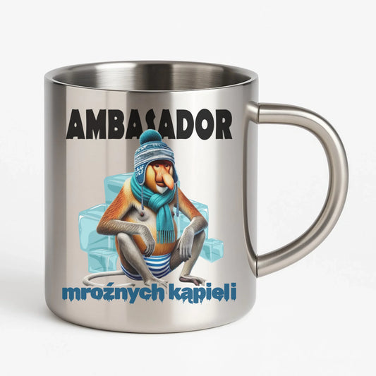 Kubek metalowy - prezent dla morsa - Janusz Nosacz Mors - Ambasador mroźnych kąpieli HM03 - StoryCups.pl