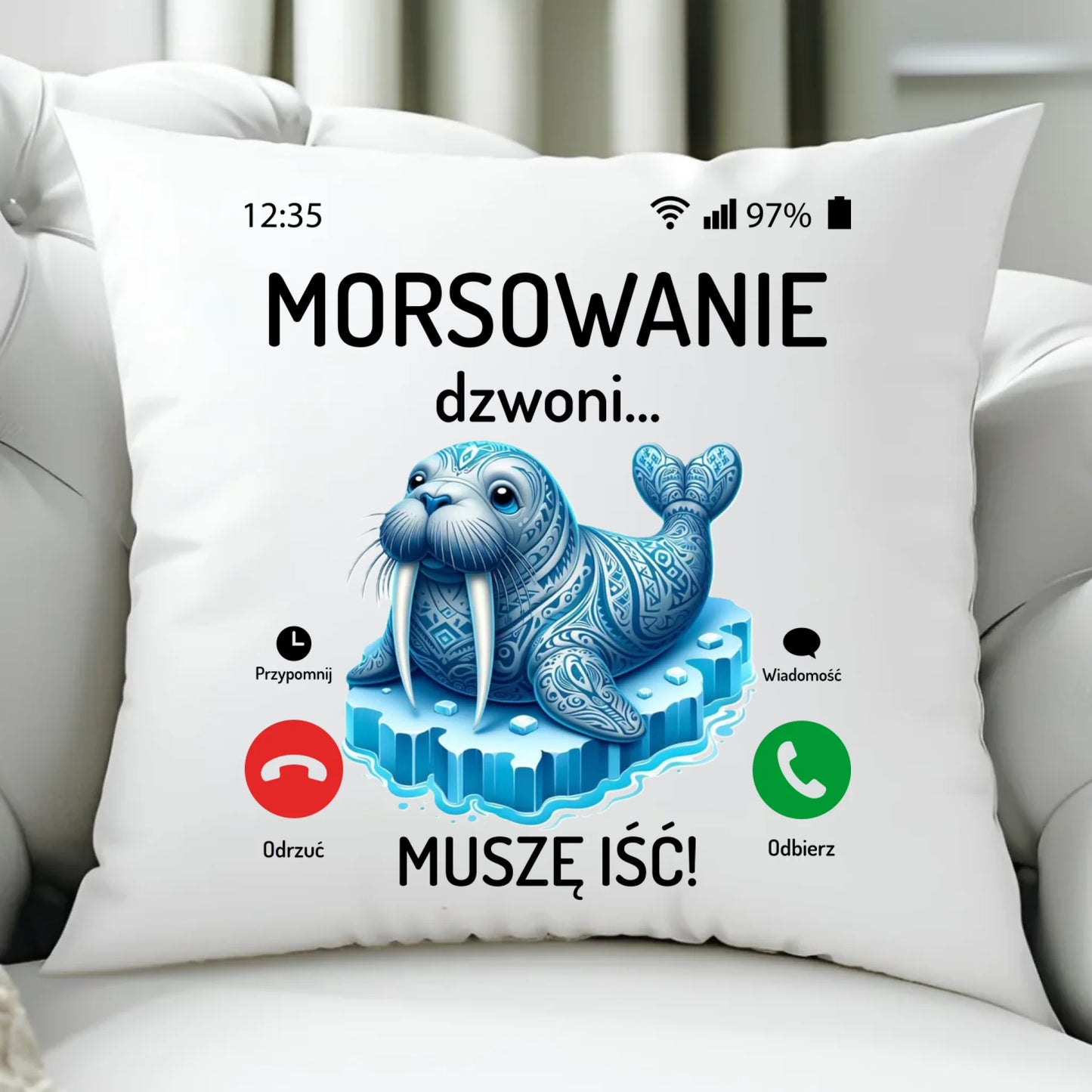 Poduszka - prezent dla morsa - Morsowanie dzwoni muszę iść HM04 - StoryCups.pl