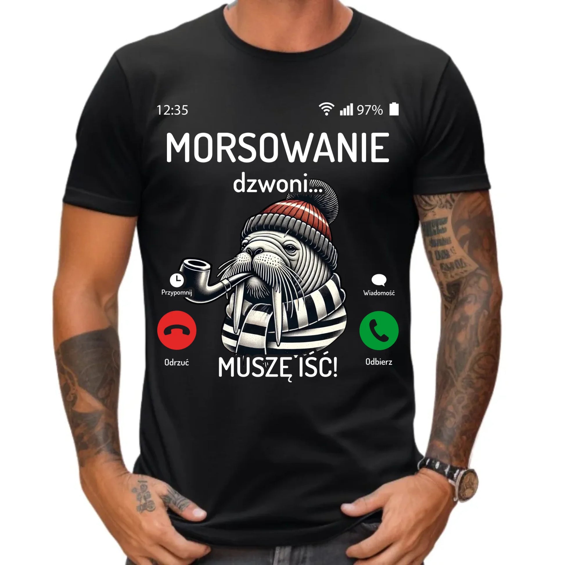 Koszulka męska - prezent dla morsa - Morsowanie dzwoni muszę iść - Mors HM19 - StoryCups.pl