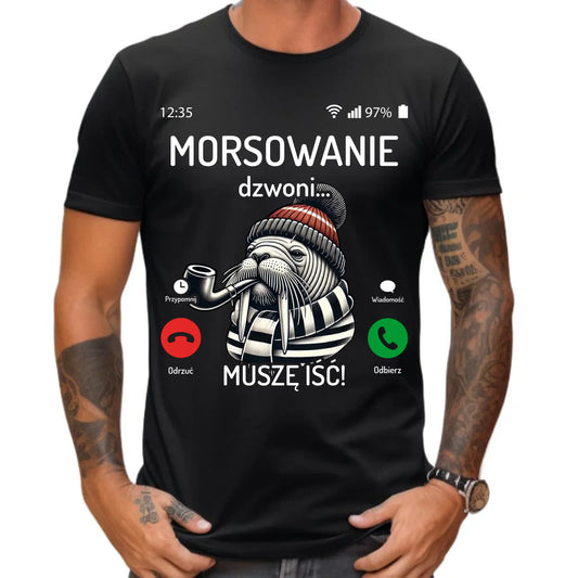 Koszulka męska - prezent dla morsa - Morsowanie dzwoni muszę iść - Mors HM19 - StoryCups.pl
