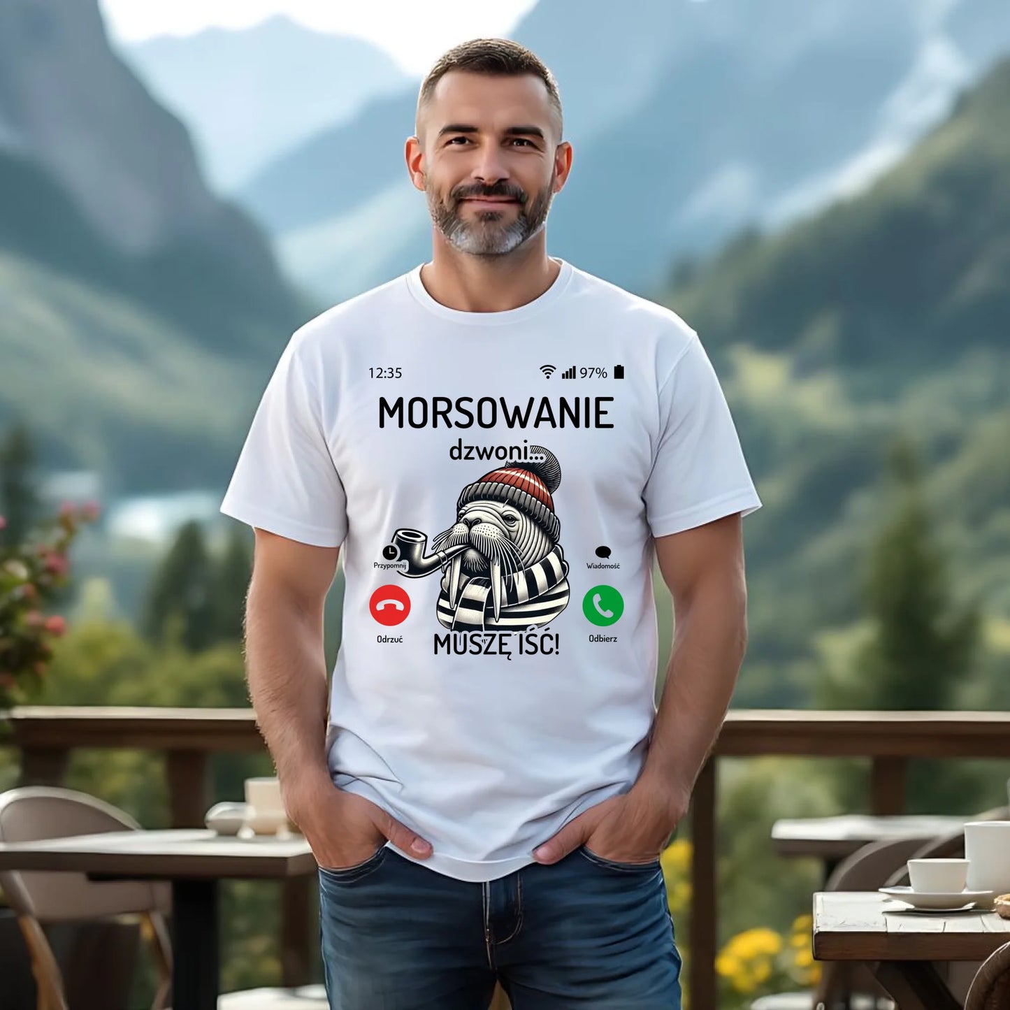 Koszulka męska - prezent dla morsa - Morsowanie dzwoni muszę iść - Mors HM19 - StoryCups.pl