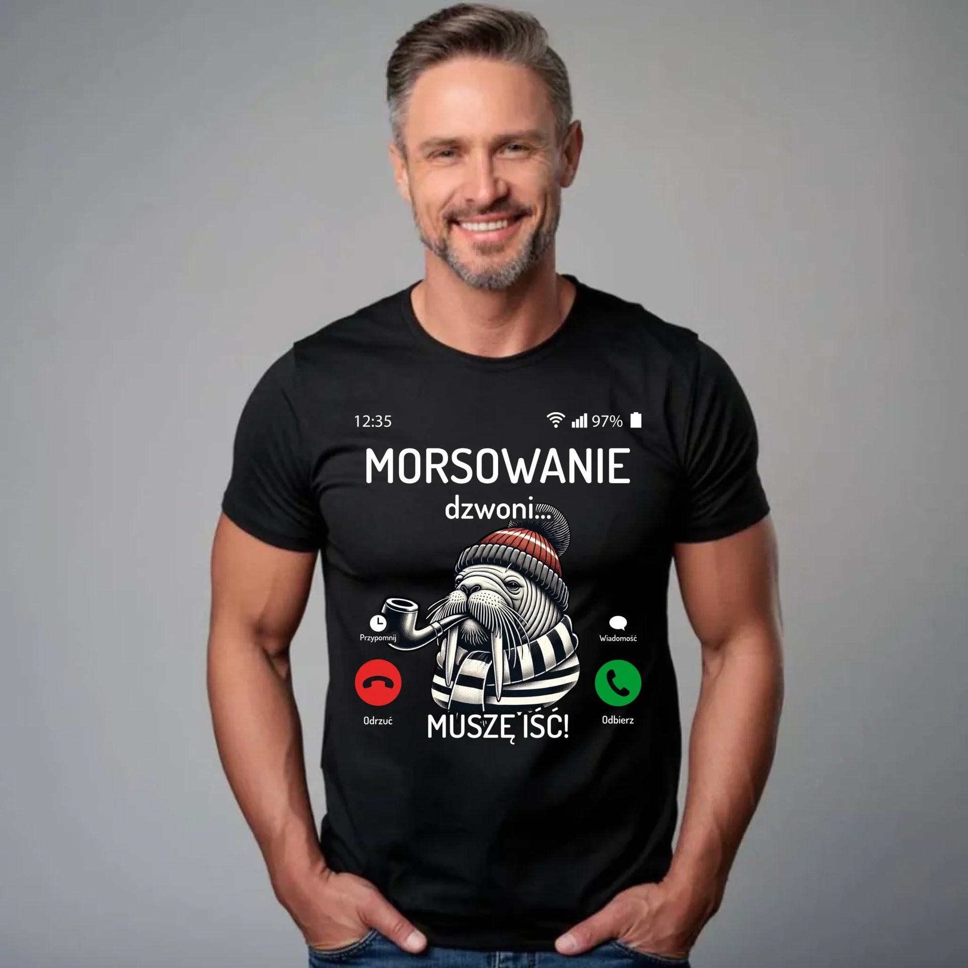 Koszulka męska - prezent dla morsa - Morsowanie dzwoni muszę iść - Mors HM19 - StoryCups.pl
