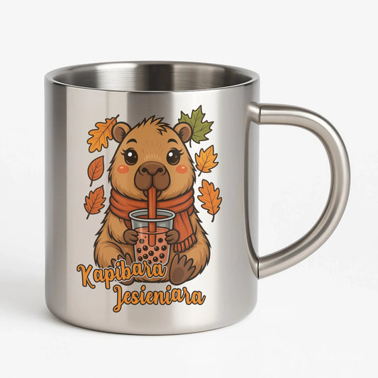 Kubek metalowy jesienny - Kapibara Jesieniara JS19 - StoryCups.pl