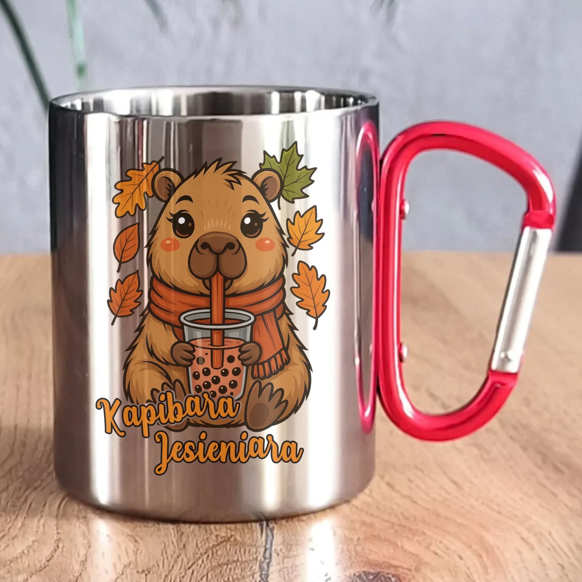 Kubek metalowy jesienny - Kapibara Jesieniara JS19 - StoryCups.pl