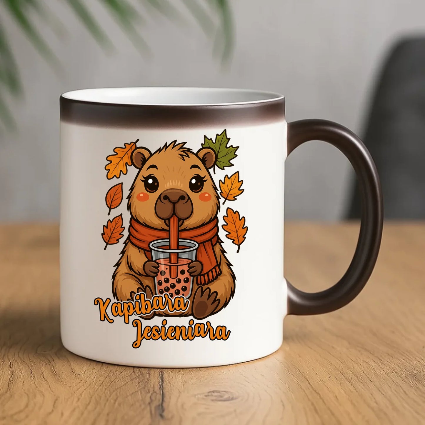 Kubek magiczny jesienny - Kapibara Jesieniara JS19 - StoryCups.pl