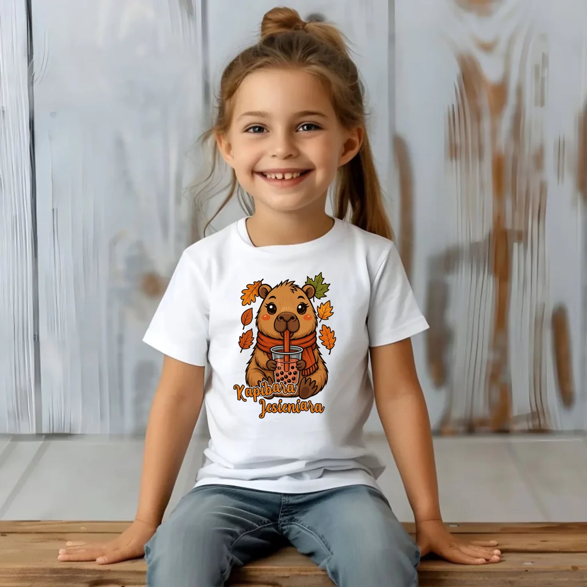 Koszulka dziecięca jesienna - Kapibara Jesieniara JS19 - StoryCups.pl
