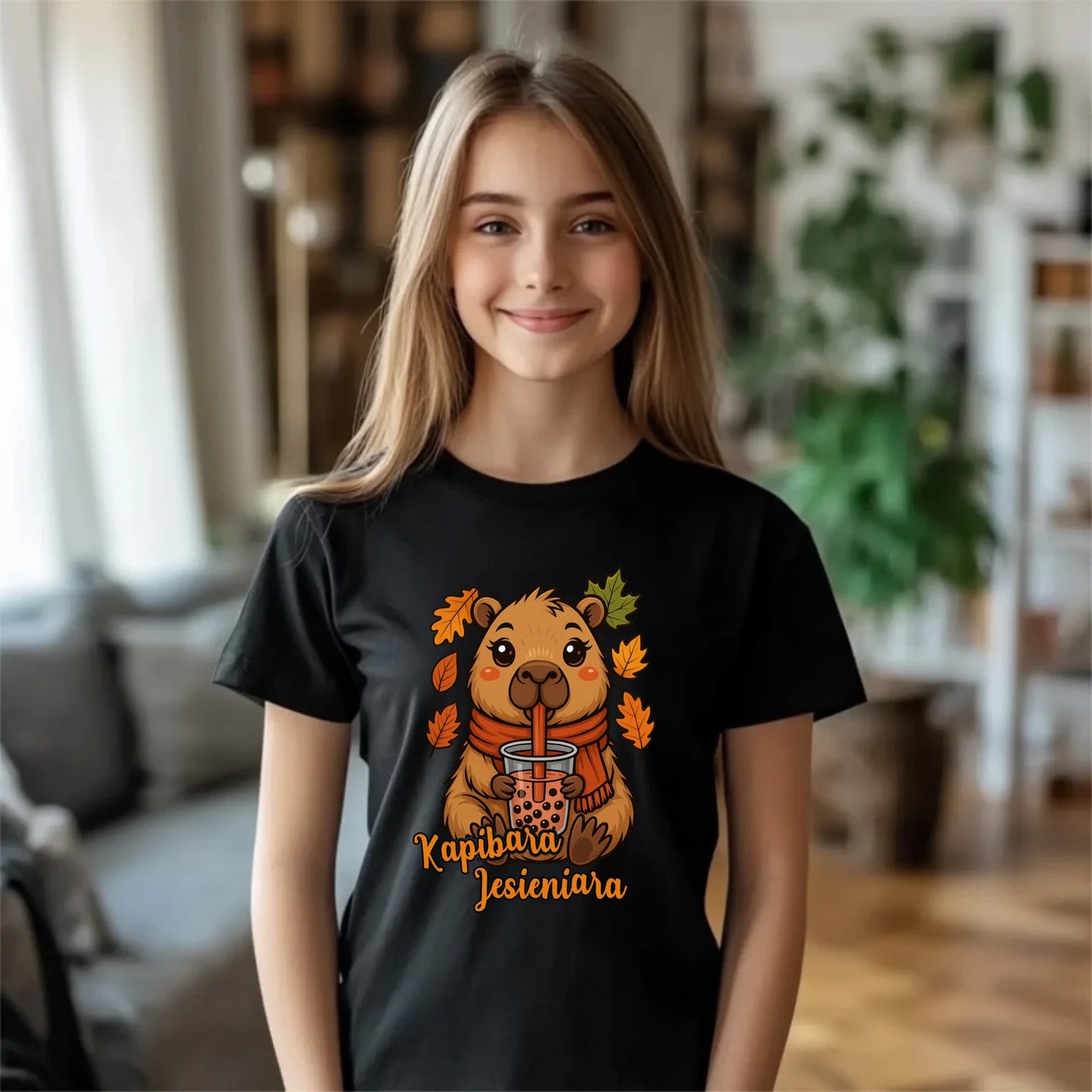 Koszulka dziecięca jesienna - Kapibara Jesieniara JS19 - StoryCups.pl