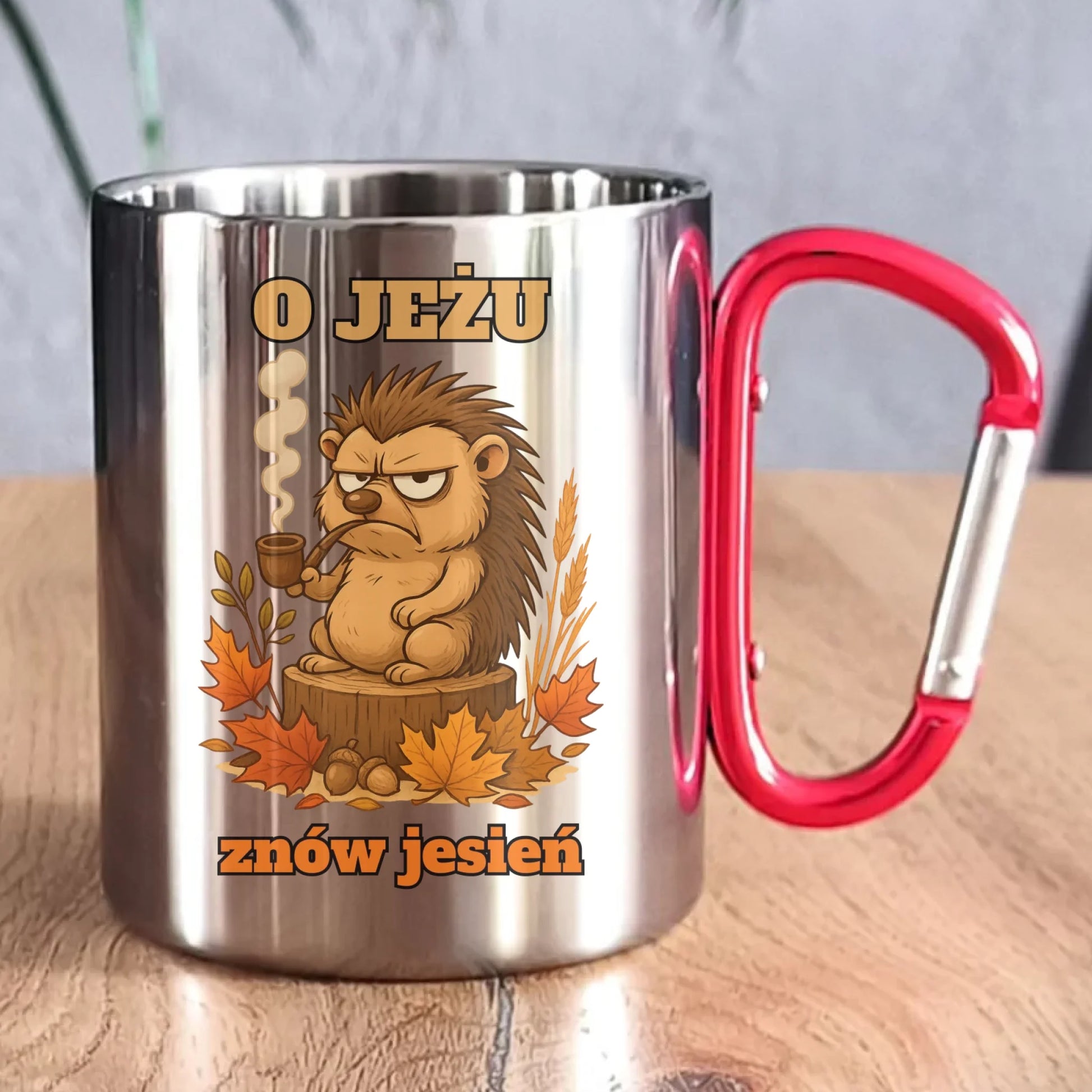 Kubek metalowy jesienny - O jeżu znów jesień JS20 - StoryCups.pl