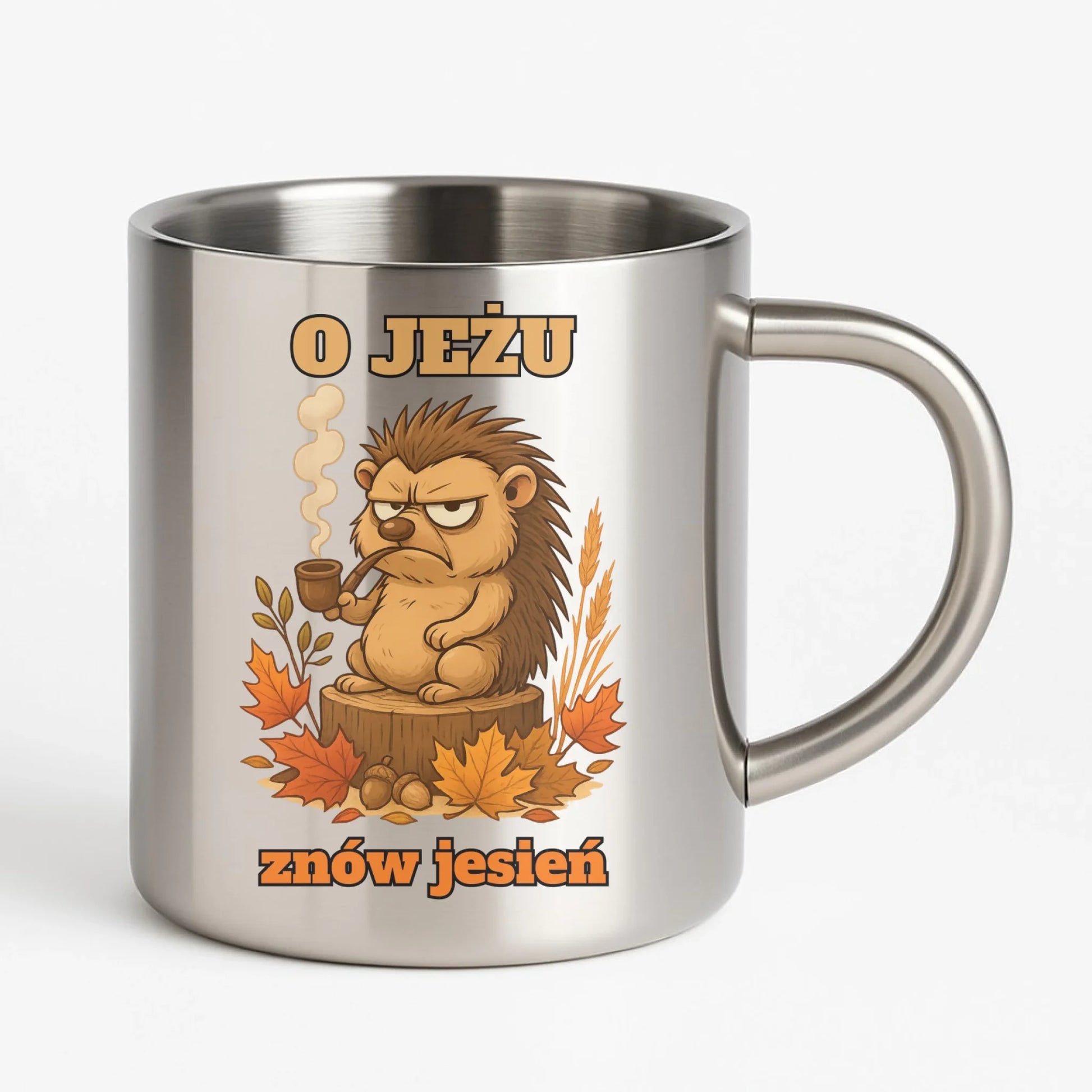 Kubek metalowy jesienny - O jeżu znów jesień JS20 - StoryCups.pl