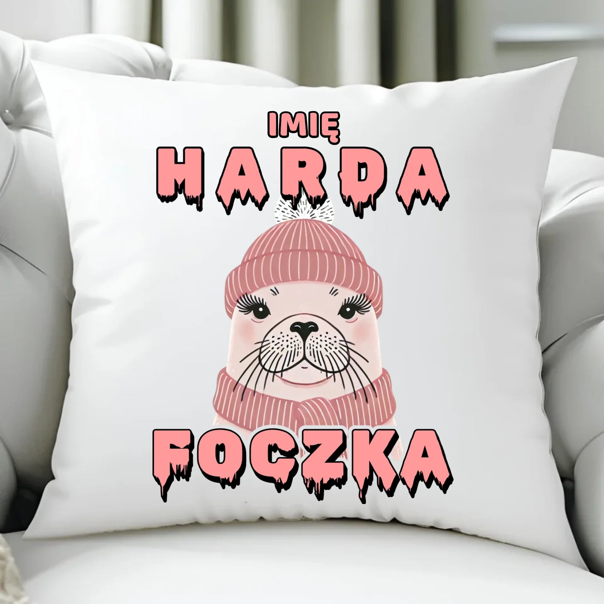 Poduszka - prezent dla morsa - Harda foczka - personalizowana HM05 - StoryCups.pl
