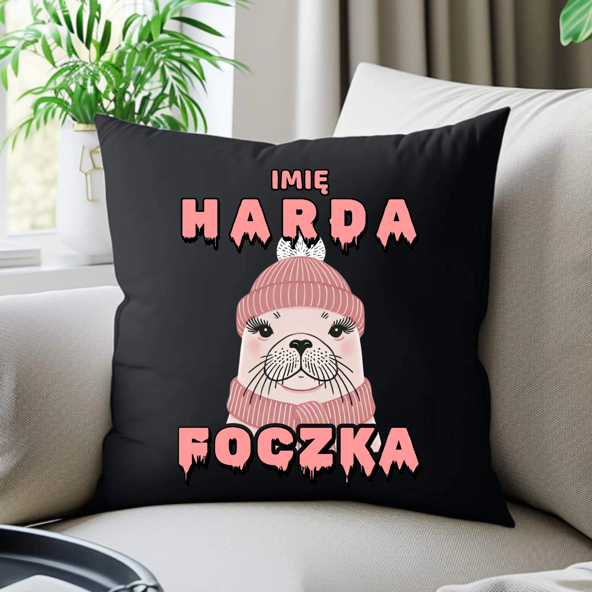 Poduszka dekoracyjna - prezent dla morsa - Harda foczka - personalizowana HM05 - StoryCups.pl