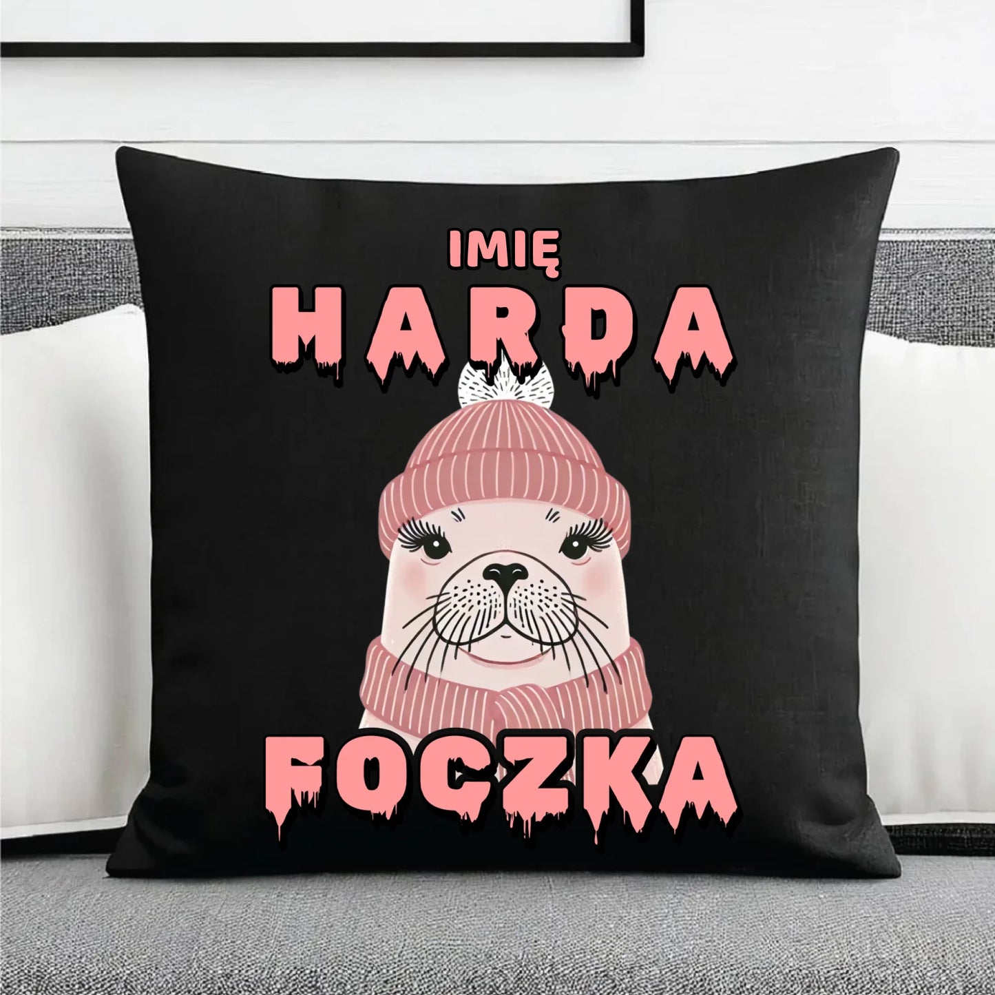 Poduszka dekoracyjna - prezent dla morsa - Harda foczka - personalizowana HM05 - StoryCups.pl