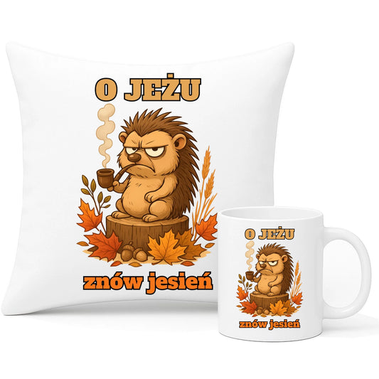 Zestaw poduszka i kubek jesienny - O jeżu znów jesień JS20