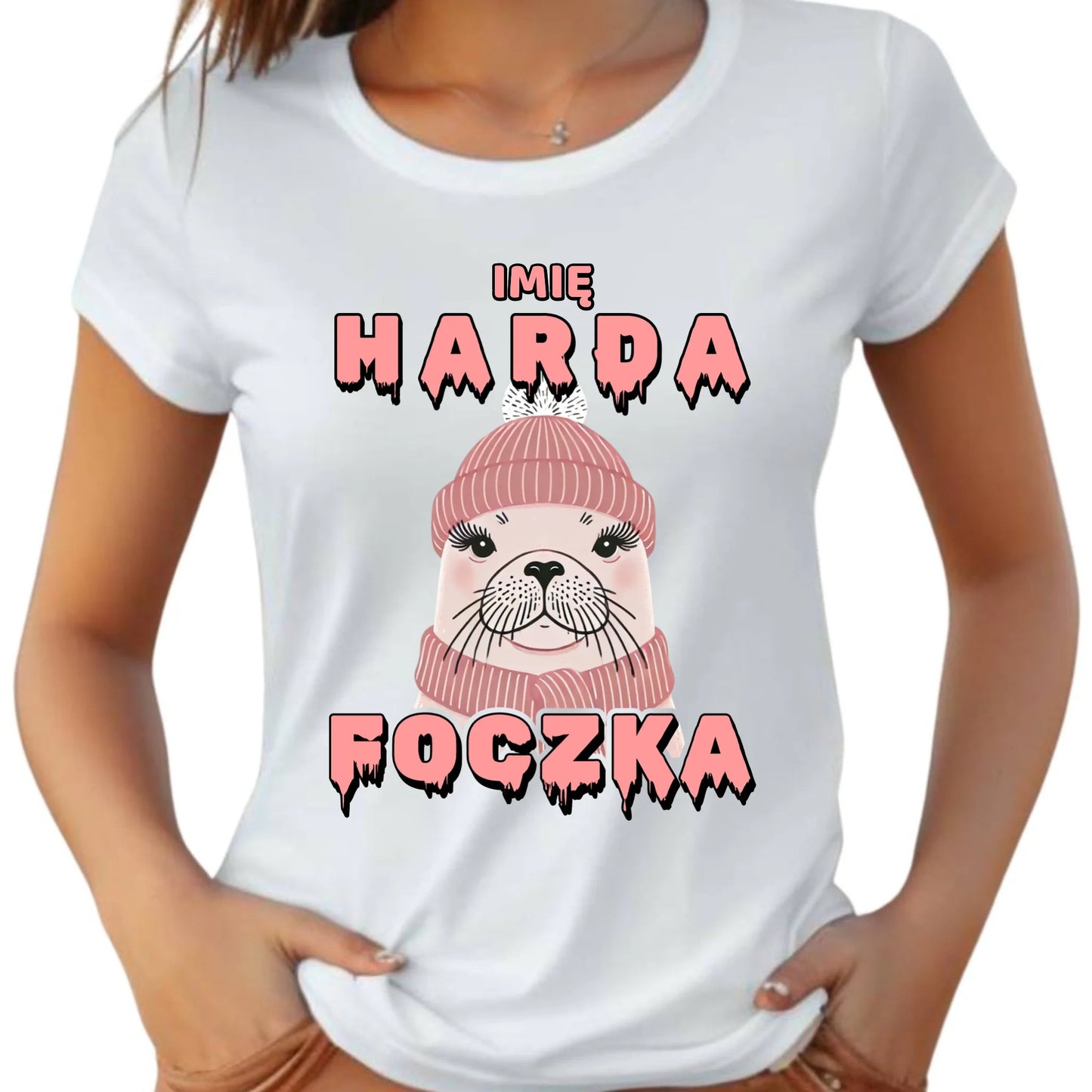 Koszulka damska - prezent dla morsa - Harda foczka - personalizowana HM05 - StoryCups.pl