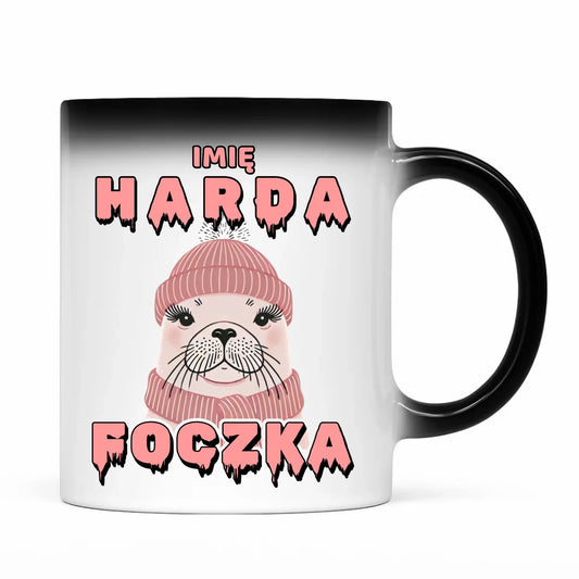 Kubek magiczny - prezent dla morsa - Harda foczka - personalizowany HM05 - StoryCups.pl