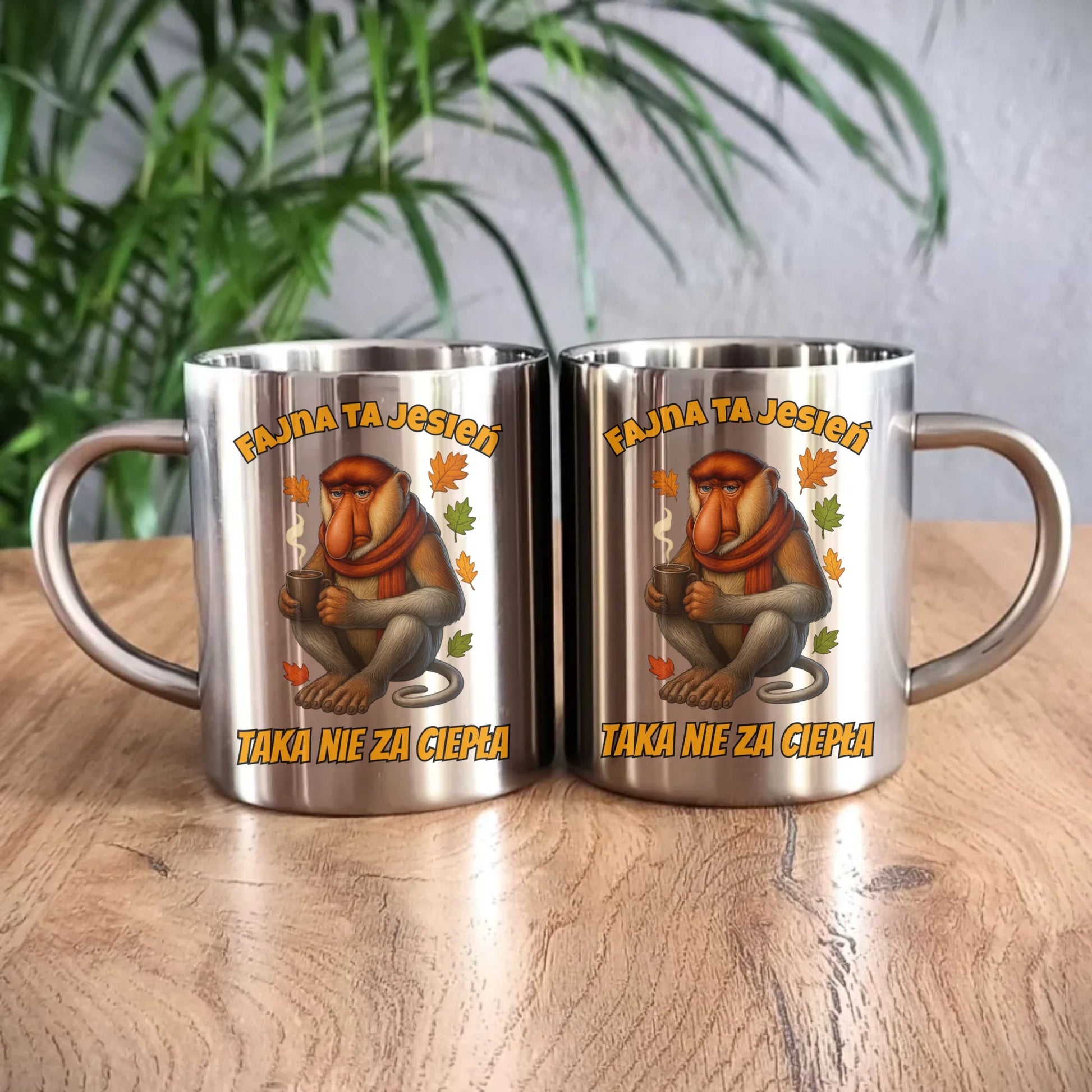 Kubek metalowy jesienny - Janusz Nosacz - Fajna ta jesień, taka nie za ciepła JS21 - StoryCups.pl