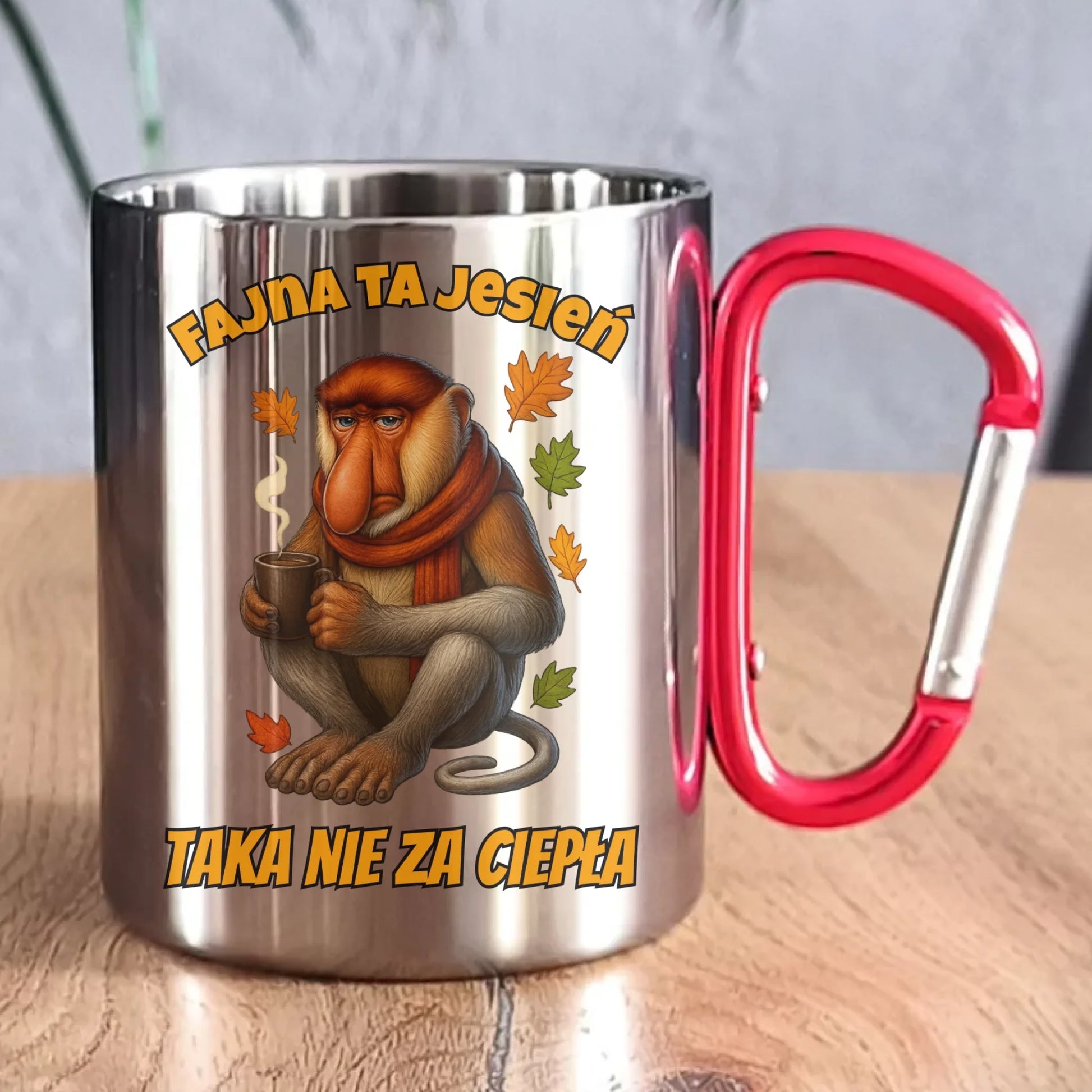 Kubek metalowy jesienny - Janusz Nosacz - Fajna ta jesień, taka nie za ciepła JS21 - StoryCups.pl