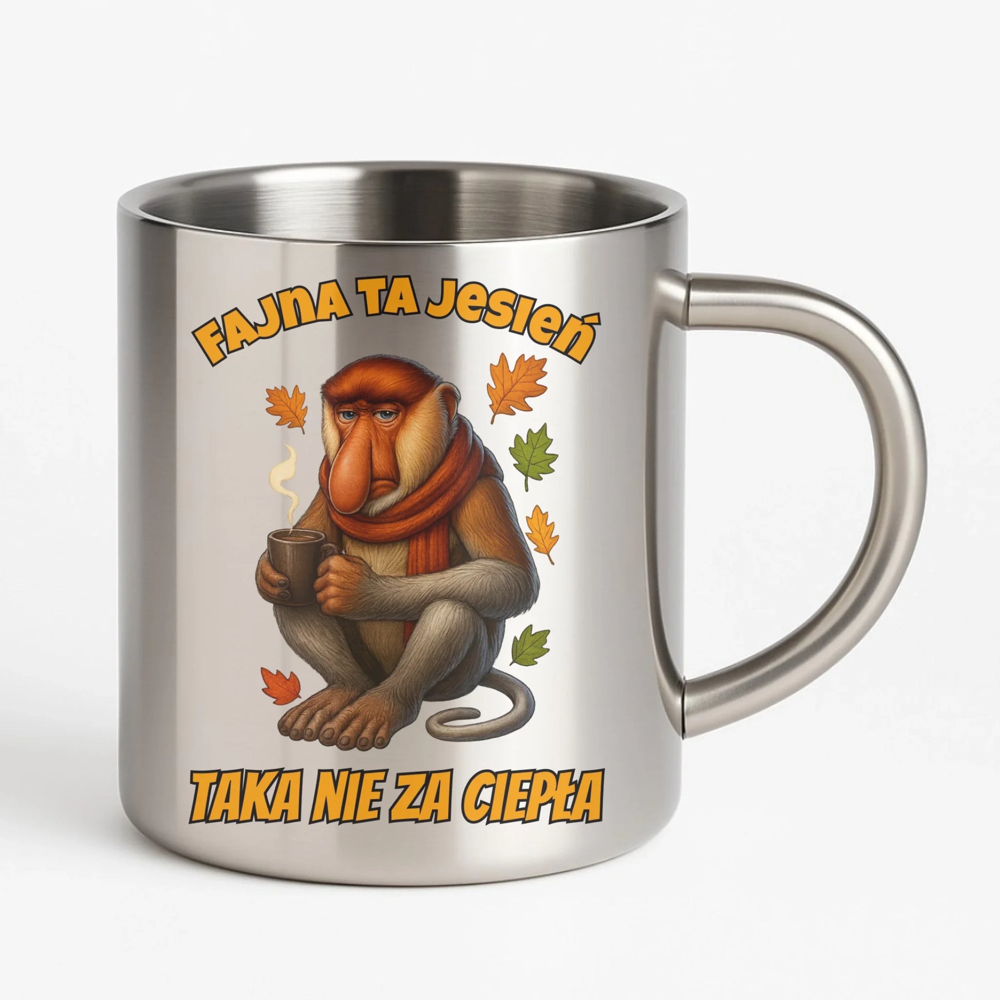 Kubek metalowy jesienny - Janusz Nosacz - Fajna ta jesień, taka nie za ciepła JS21 - StoryCups.pl