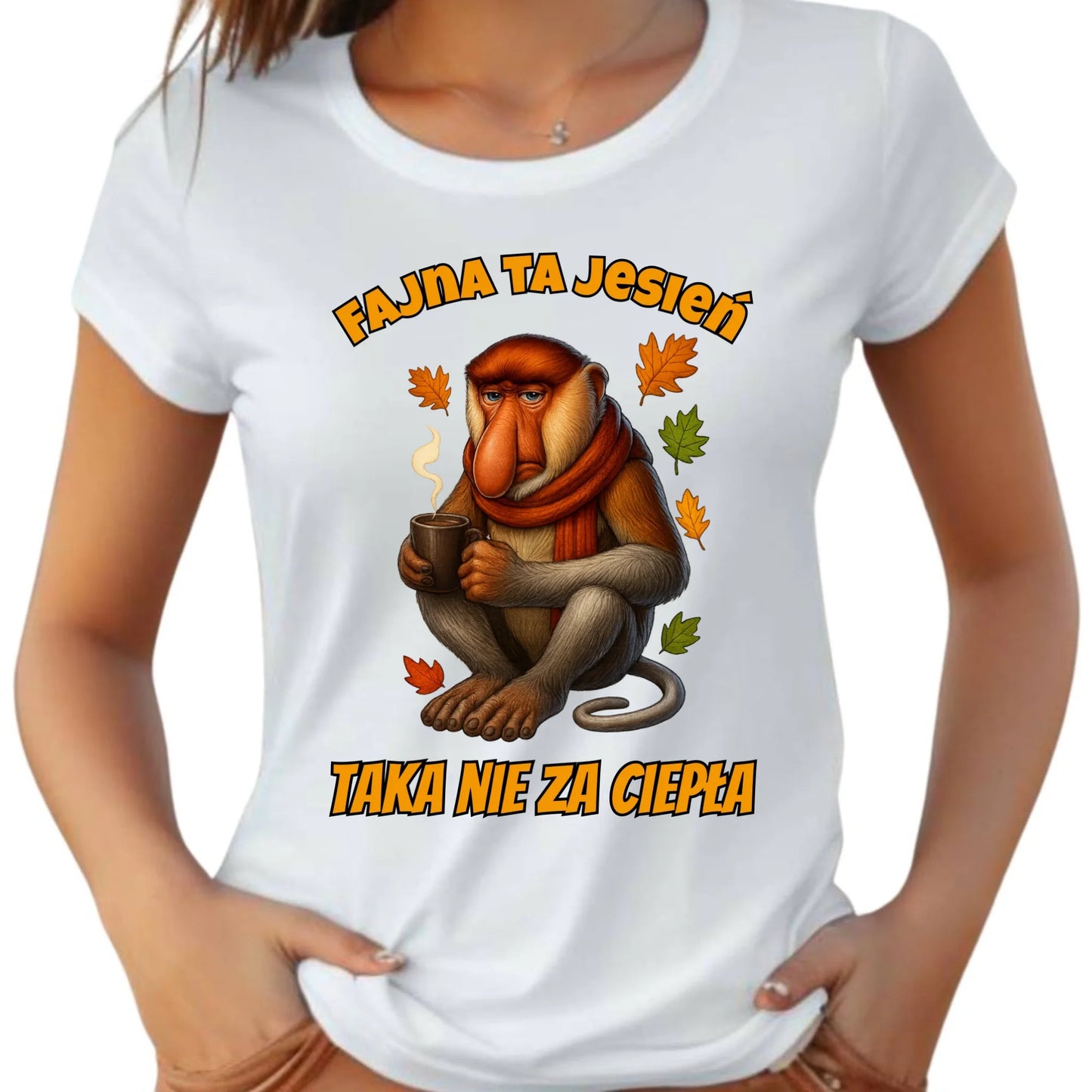 Koszulka damska jesienna - Janusz Nosacz - Fajna ta jesień, taka nie za ciepła JS21 - StoryCups.pl