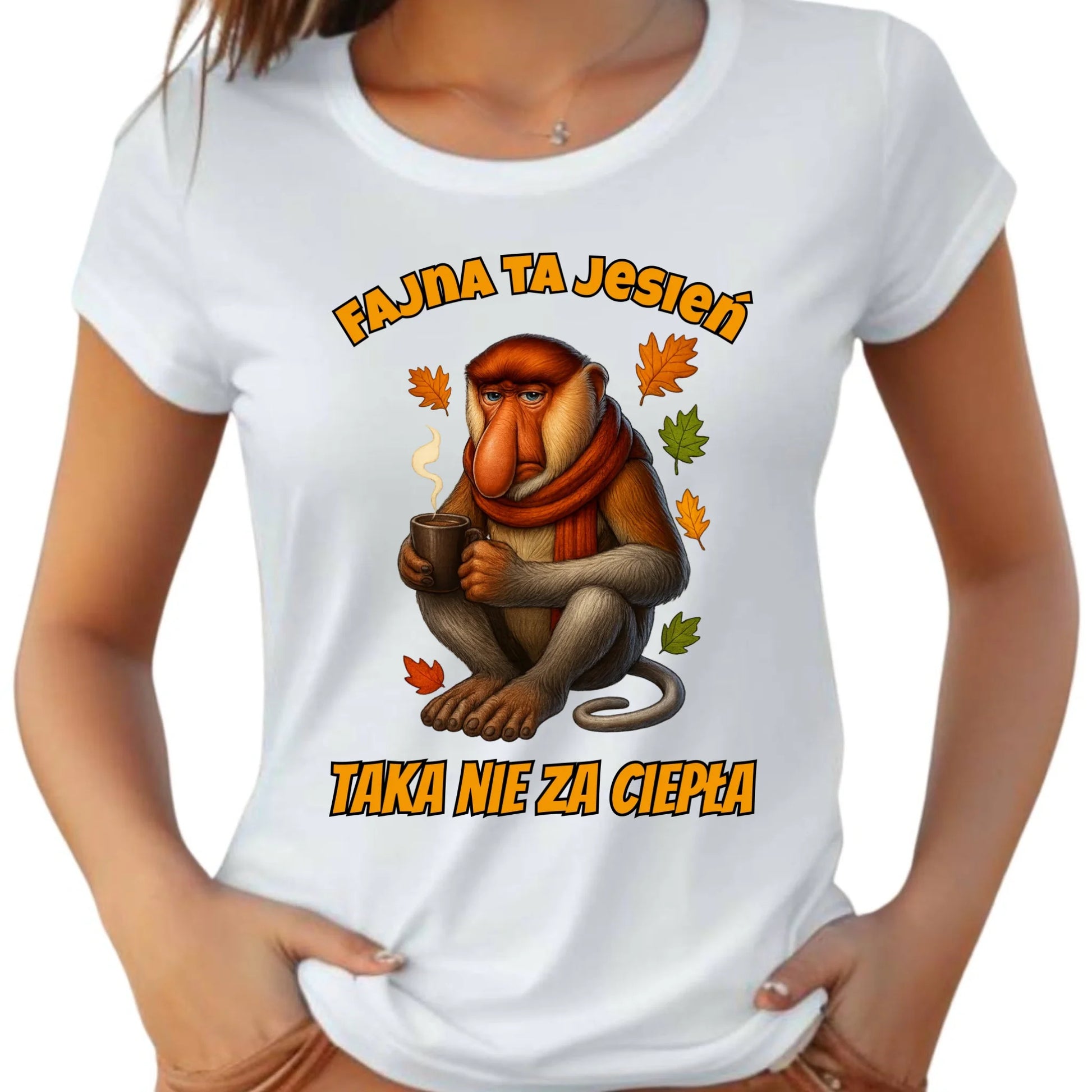 Koszulka damska jesienna - Janusz Nosacz - Fajna ta jesień, taka nie za ciepła JS21 - StoryCups.pl