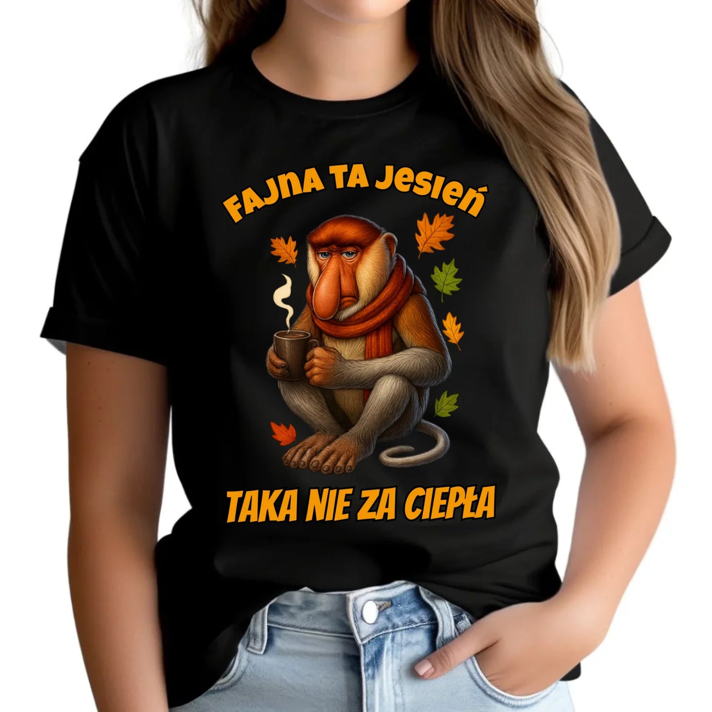 Koszulka damska jesienna - Janusz Nosacz - Fajna ta jesień, taka nie za ciepła JS21 - StoryCups.pl