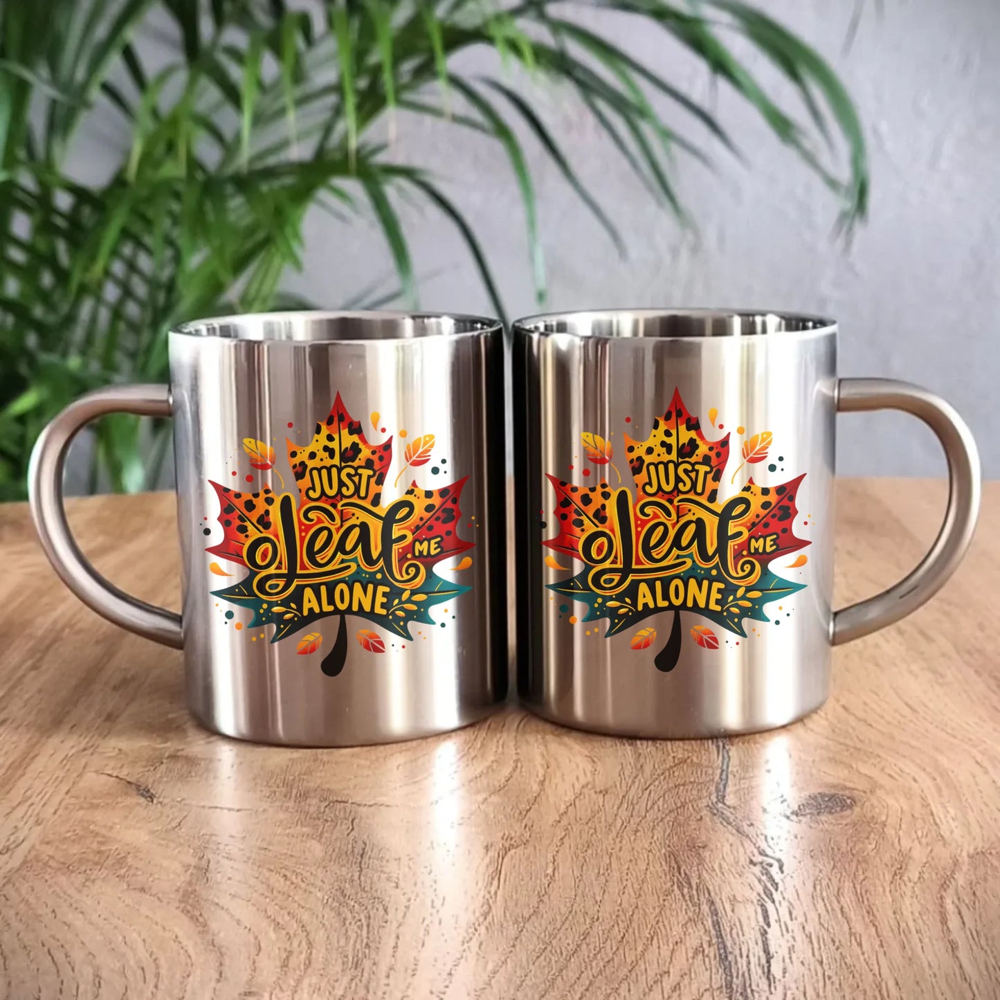 Kubek metalowy jesienny - Just leaf me alone JS22 - StoryCups.pl