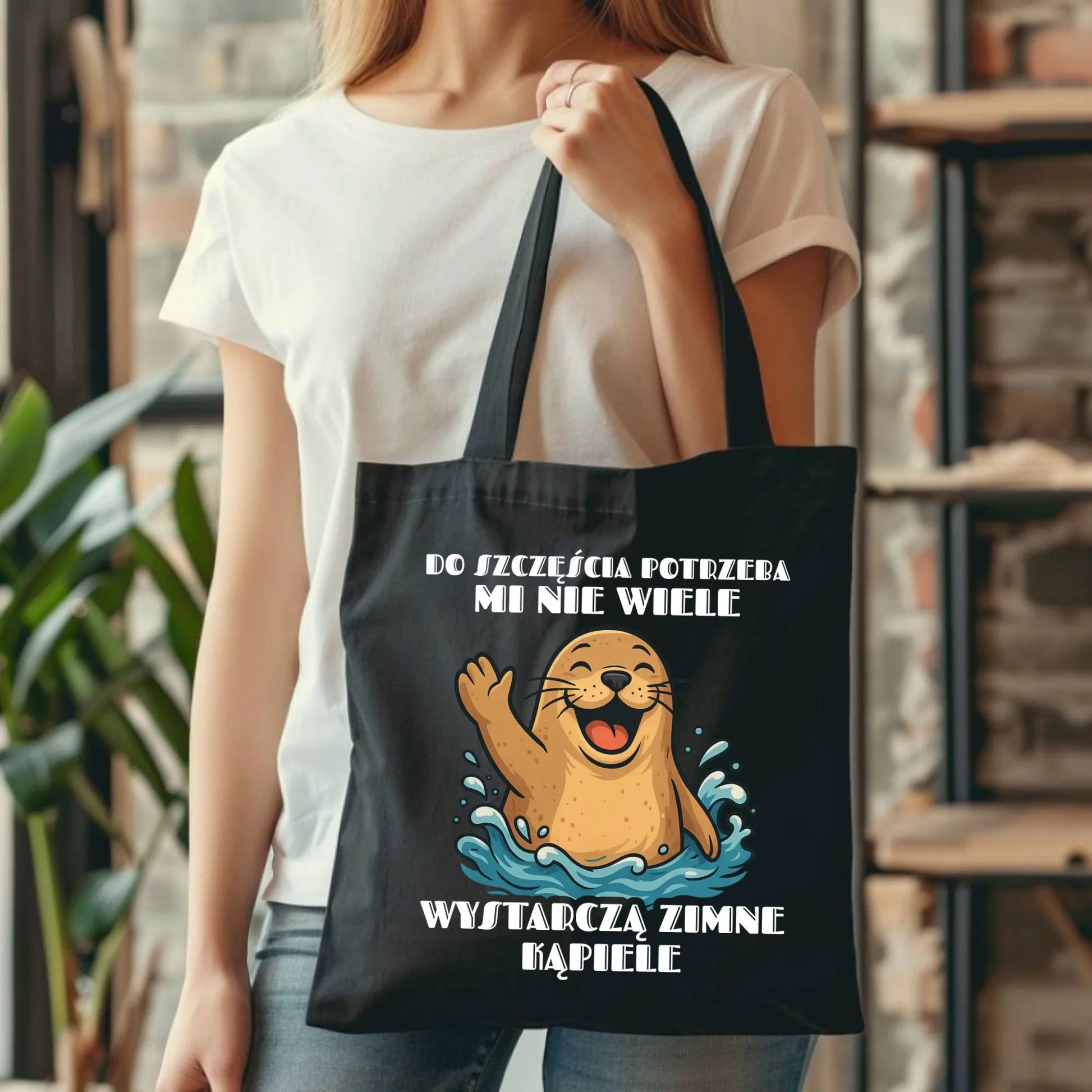 Torba - prezent dla morsa - Do szczęścia potrzeba mi nie wiele HM06 - StoryCups.pl