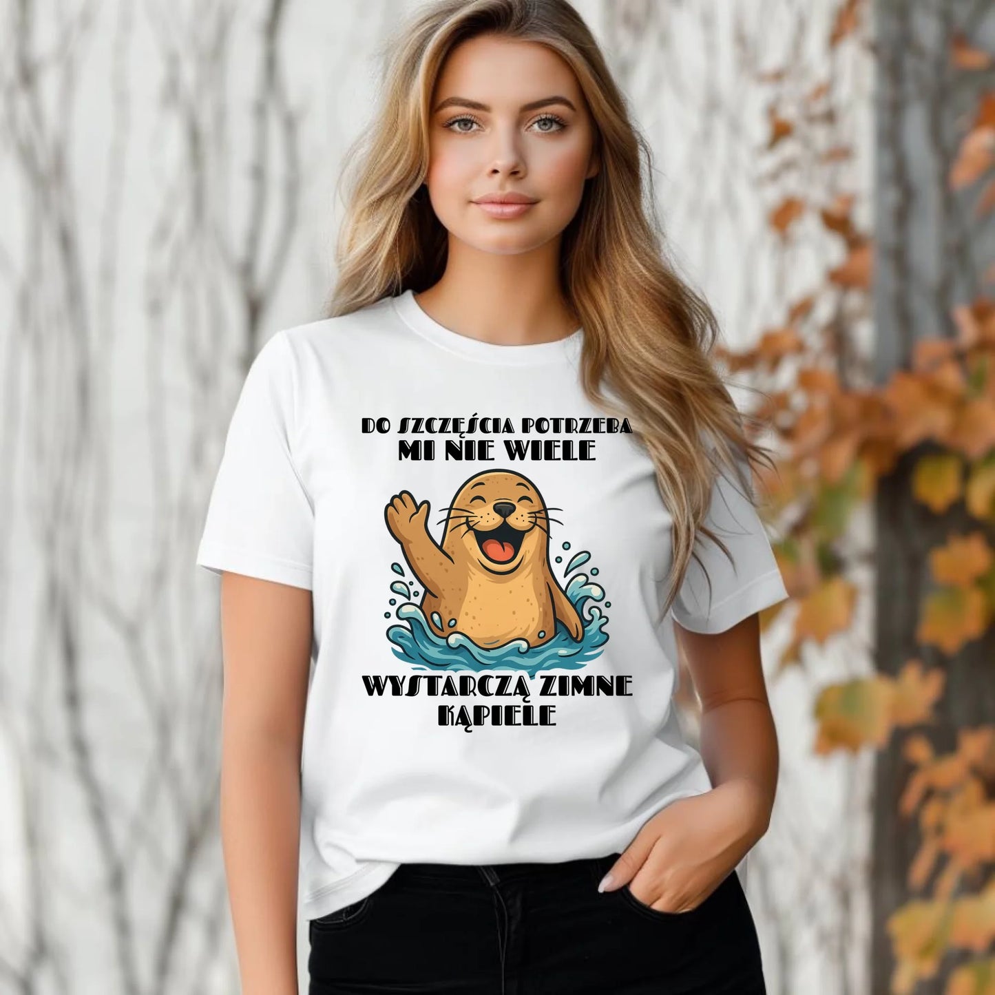 Koszulka damska - prezent dla morsa - Do szczęścia potrzeba mi nie wiele HM06 - StoryCups.pl