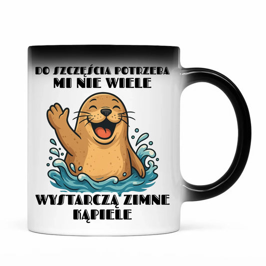 Kubek magiczny - prezent dla morsa - Do szczęścia potrzeba mi nie wiele HM06 - StoryCups.pl