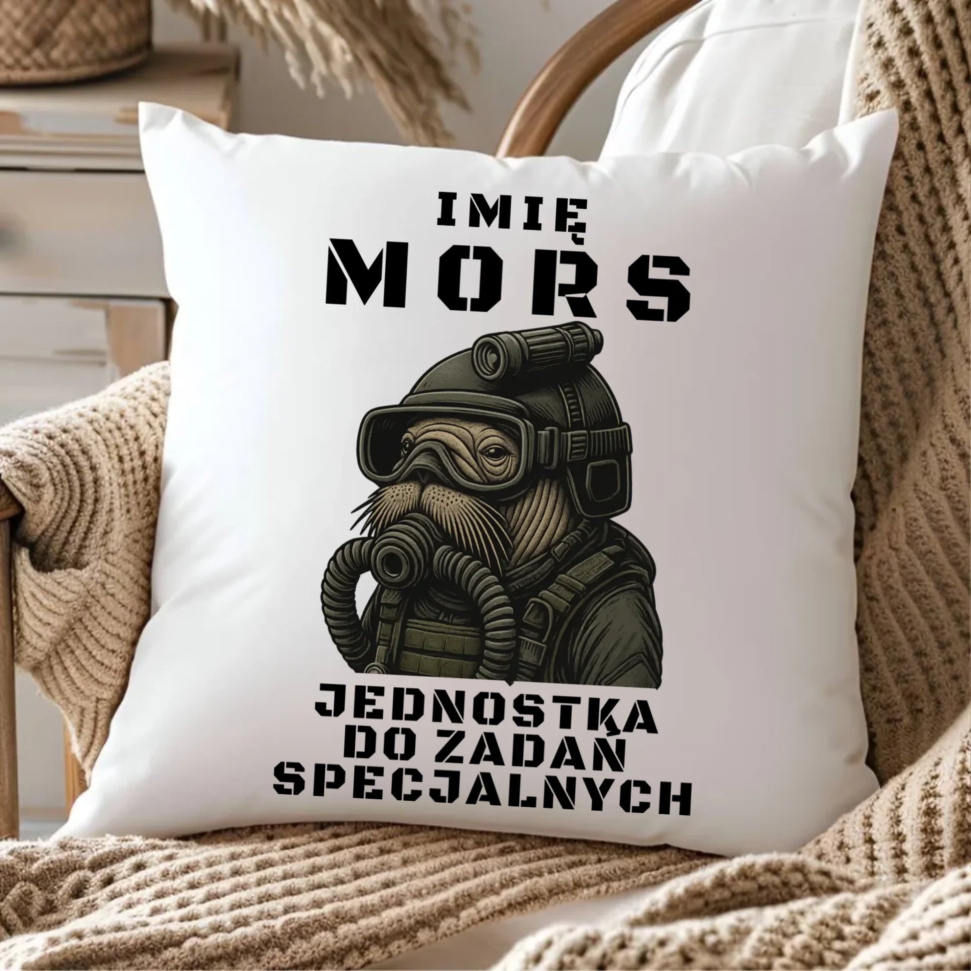 Poduszka - prezent dla morsa - Mors do zadań specjalnych - personalizowana HM07 - StoryCups.pl