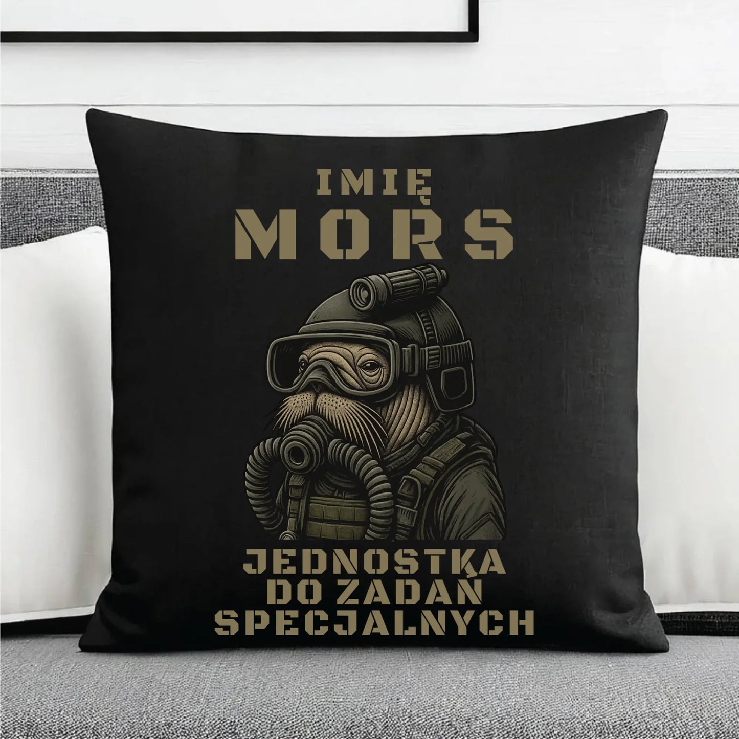 Poduszka dekoracyjna - prezent dla morsa - Mors do zadań specjalnych - personalizowana HM07 - StoryCups.pl