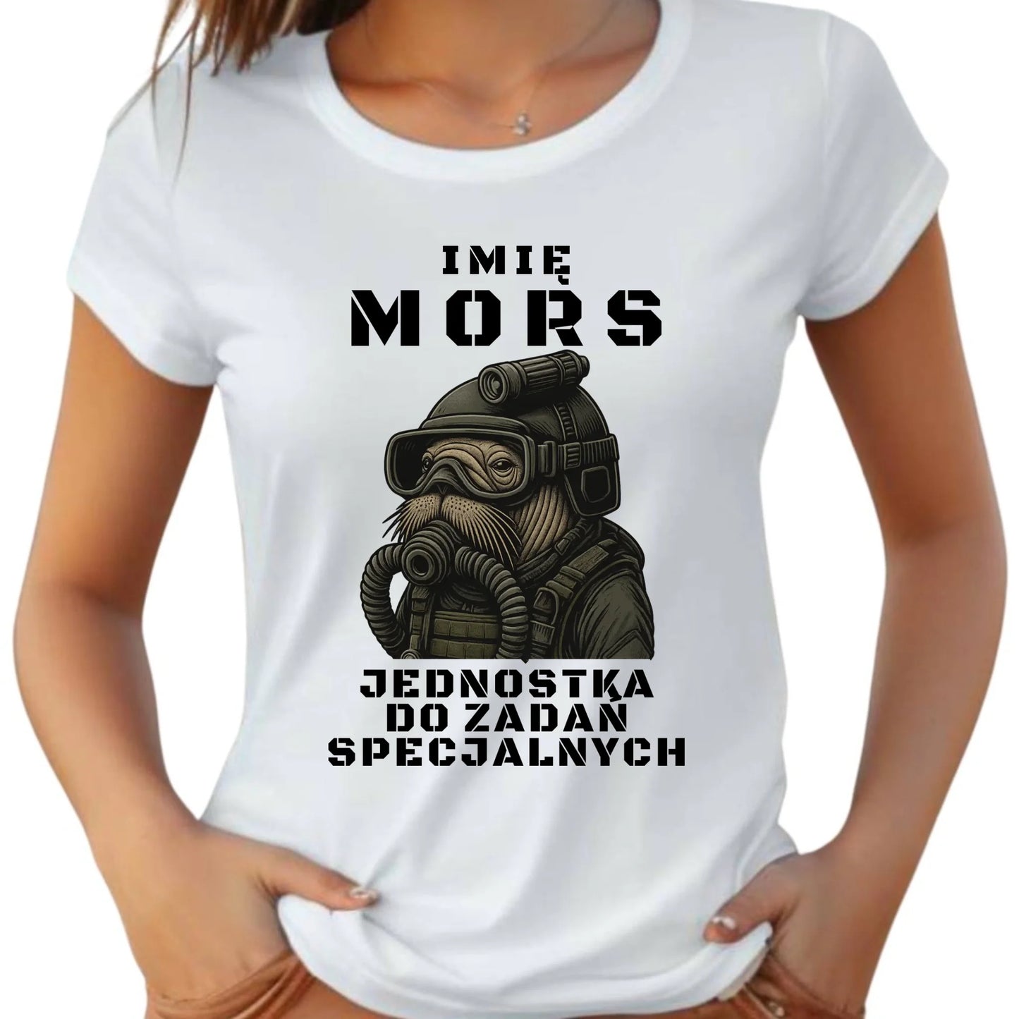 Koszulka damska - prezent dla morsa - Mors do zadań specjalnych - personalizowana HM07 - StoryCups.pl