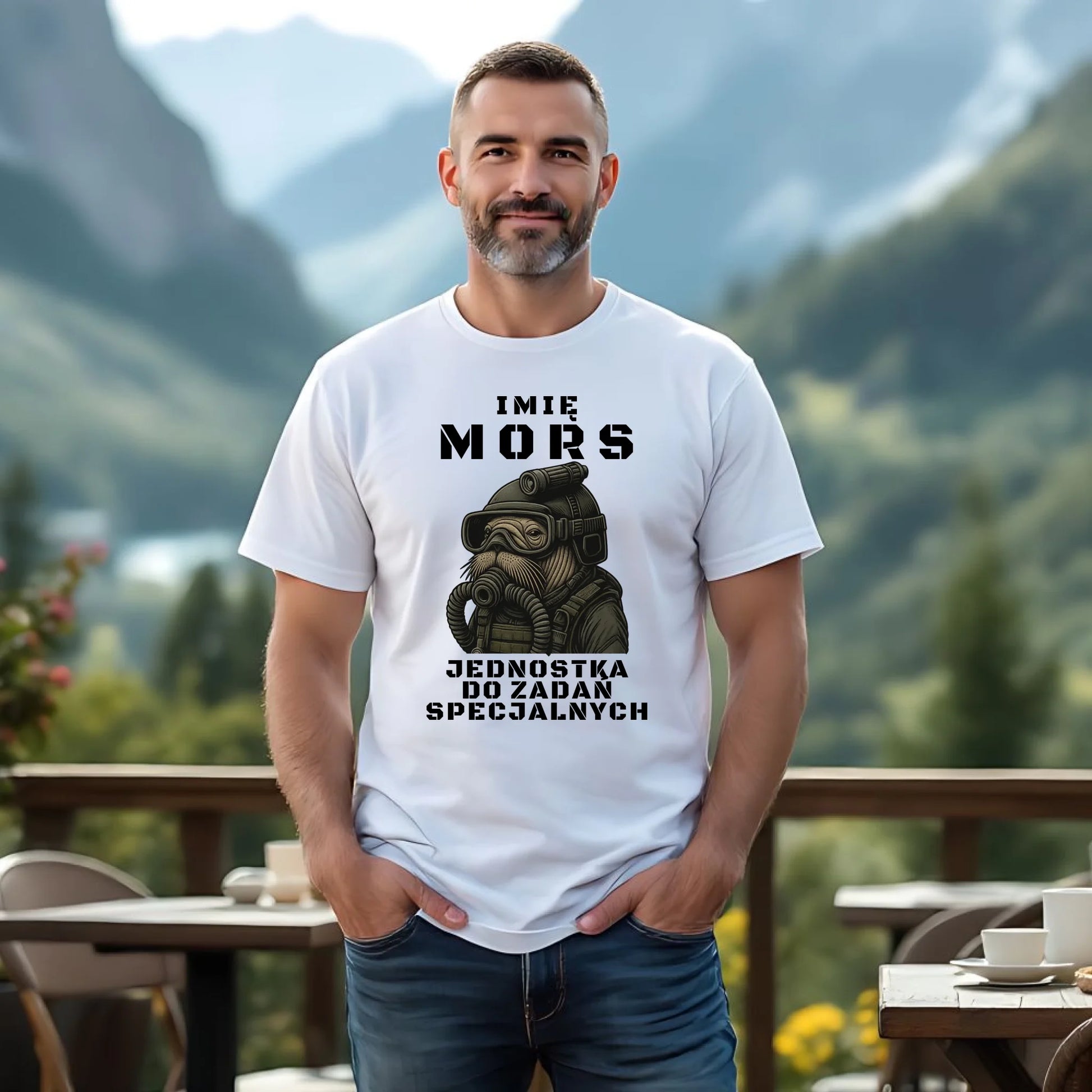 Koszulka męska - prezent dla morsa - Mors do zadań specjalnych - personalizowana HM07 - StoryCups.pl