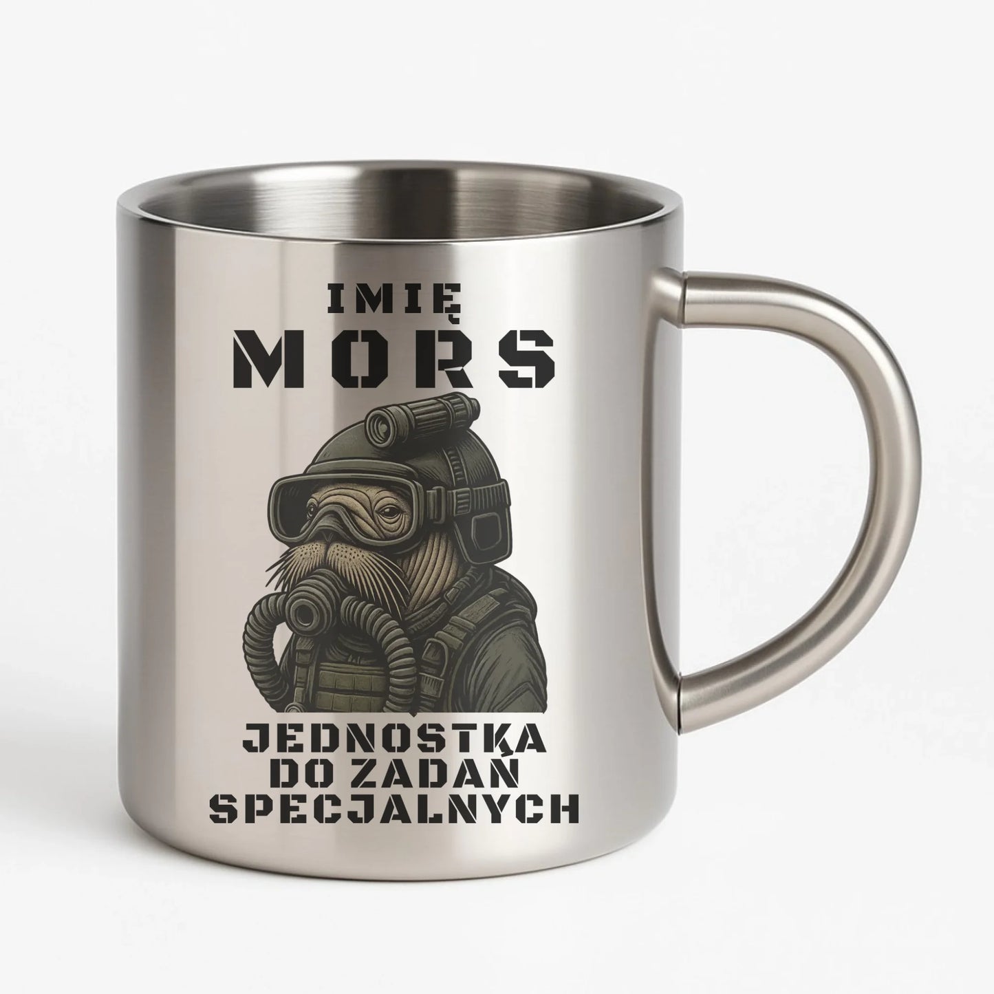 Kubek metalowy - prezent dla morsa - Mors do zadań specjalnych - personalizowany HM07 - StoryCups.pl