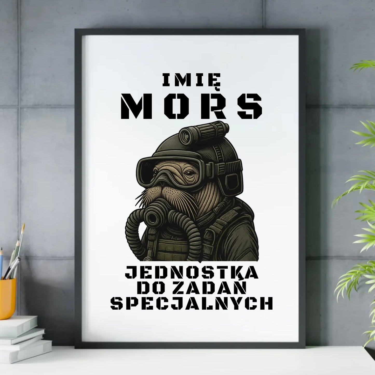 Plakat w ramie - prezent dla morsa - Mors do zadań specjalnych - personalizowany HM07 - StoryCups.pl