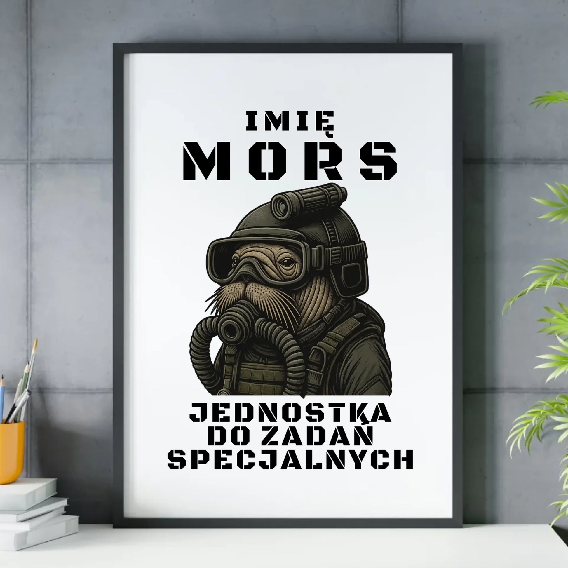 Plakat w ramie - prezent dla morsa - Mors do zadań specjalnych - personalizowany HM07 - StoryCups.pl