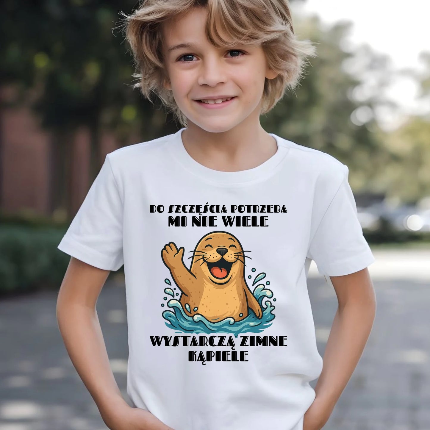 Koszulka dziecięca - prezent dla morsa - Do szczęścia potrzeba mi nie wiele HM06 - StoryCups.pl