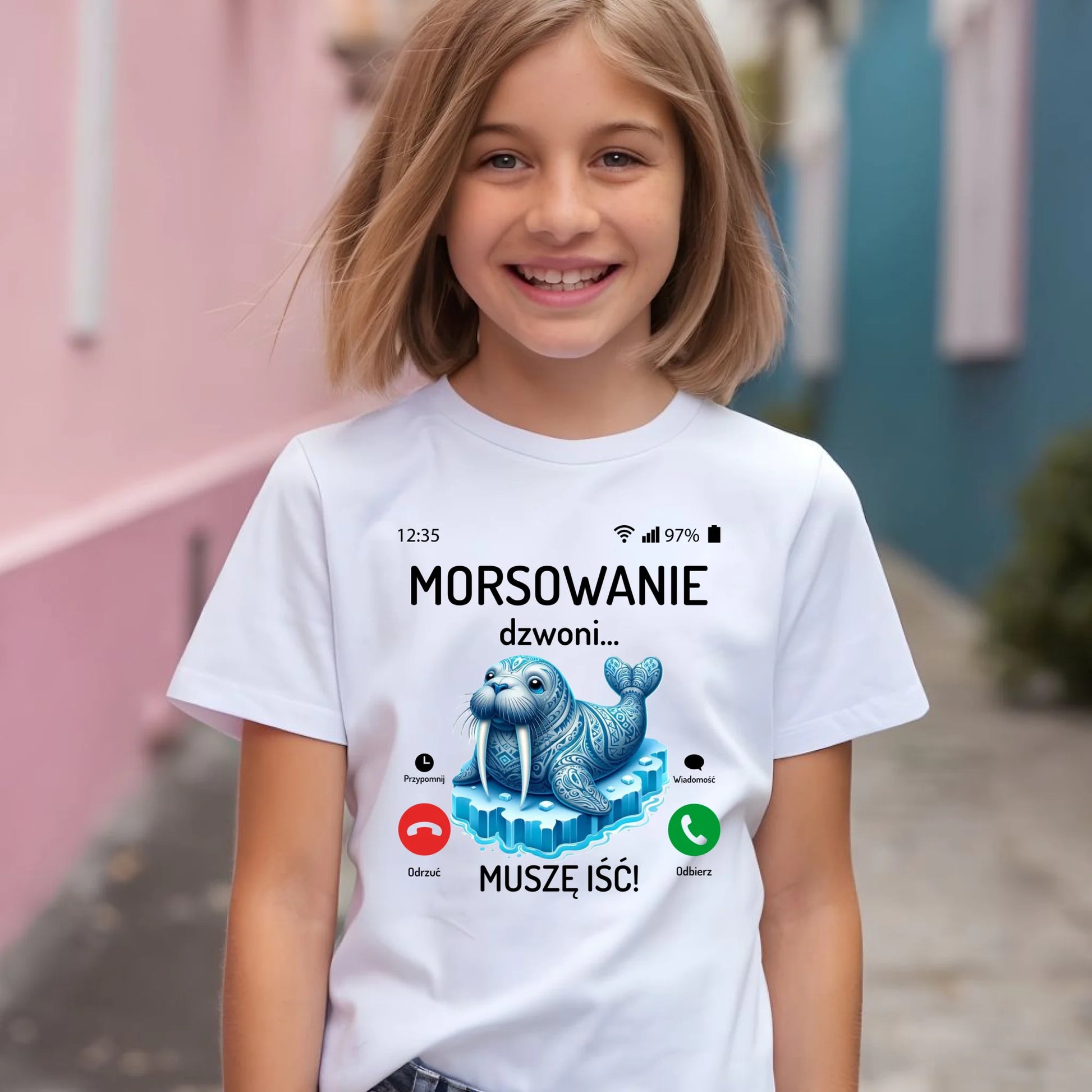 Koszulka dziecięca - prezent dla morsa - Morsowanie dzwoni muszę iść - Mors HM04 - StoryCups.pl