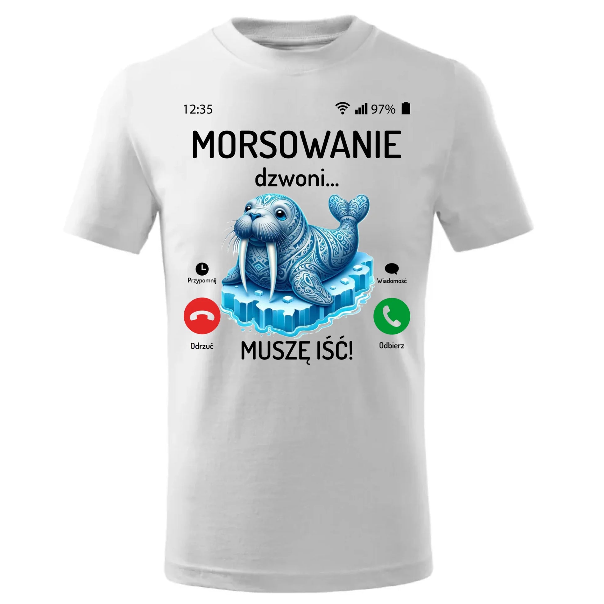 Koszulka dziecięca - prezent dla morsa - Morsowanie dzwoni muszę iść - Mors HM04 - StoryCups.pl