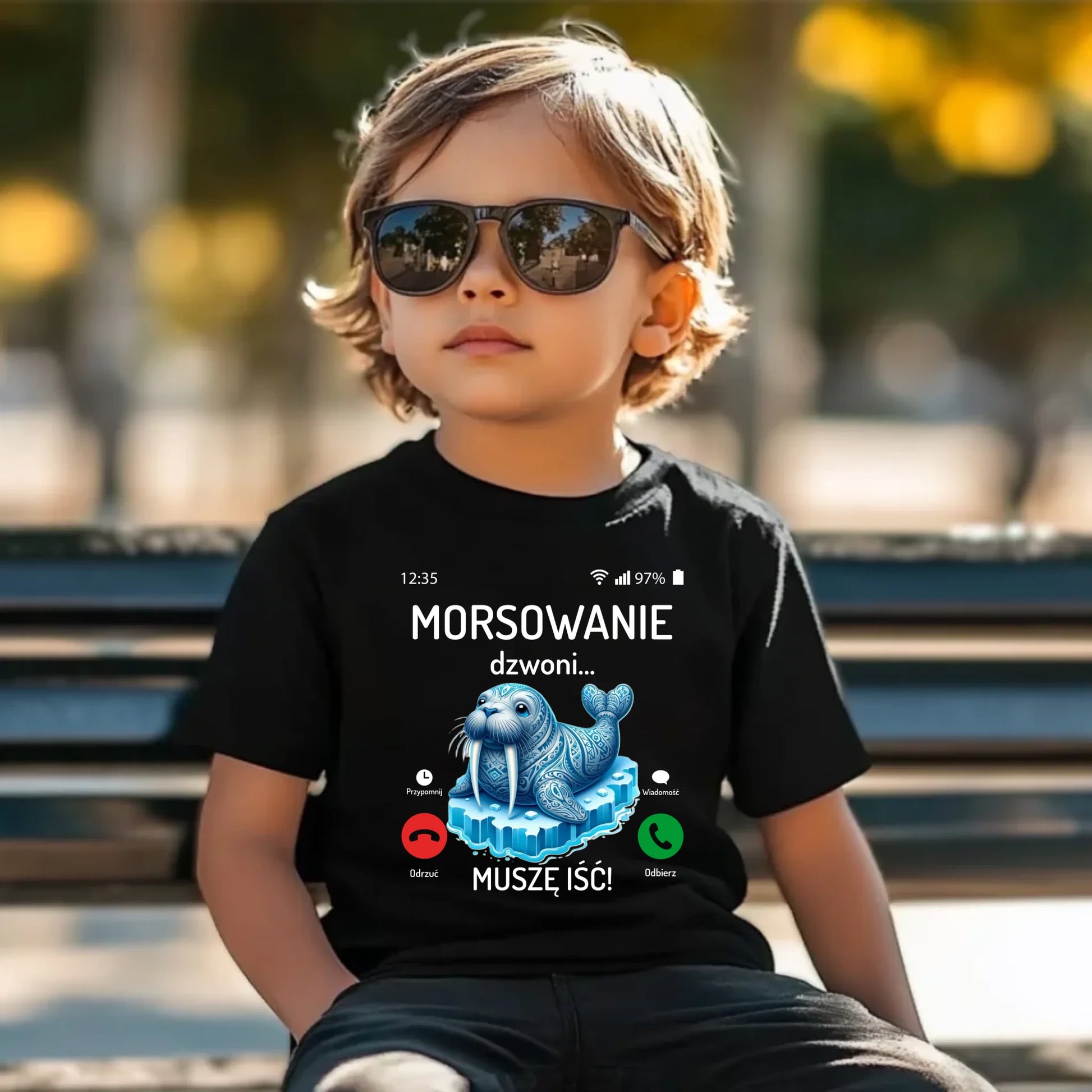 Koszulka dziecięca - prezent dla morsa - Morsowanie dzwoni muszę iść - Mors HM04 - StoryCups.pl