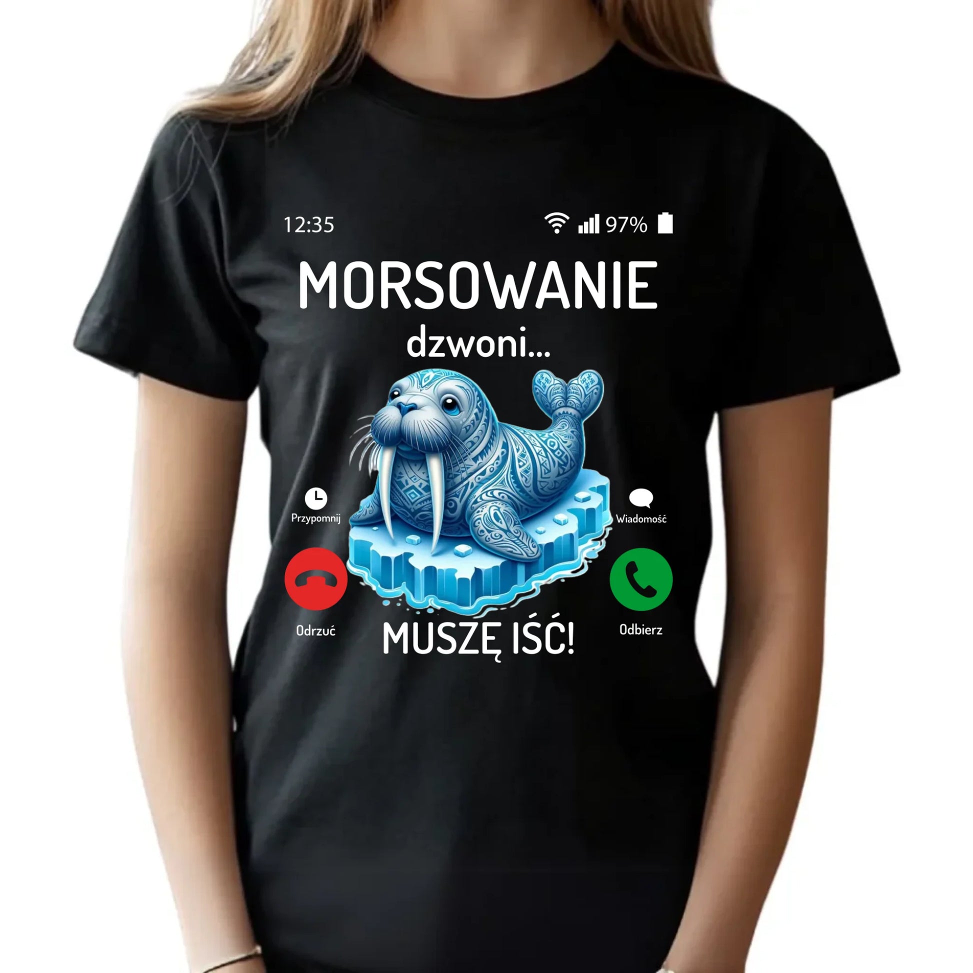 Koszulka dziecięca - prezent dla morsa - Morsowanie dzwoni muszę iść - Mors HM04 - StoryCups.pl