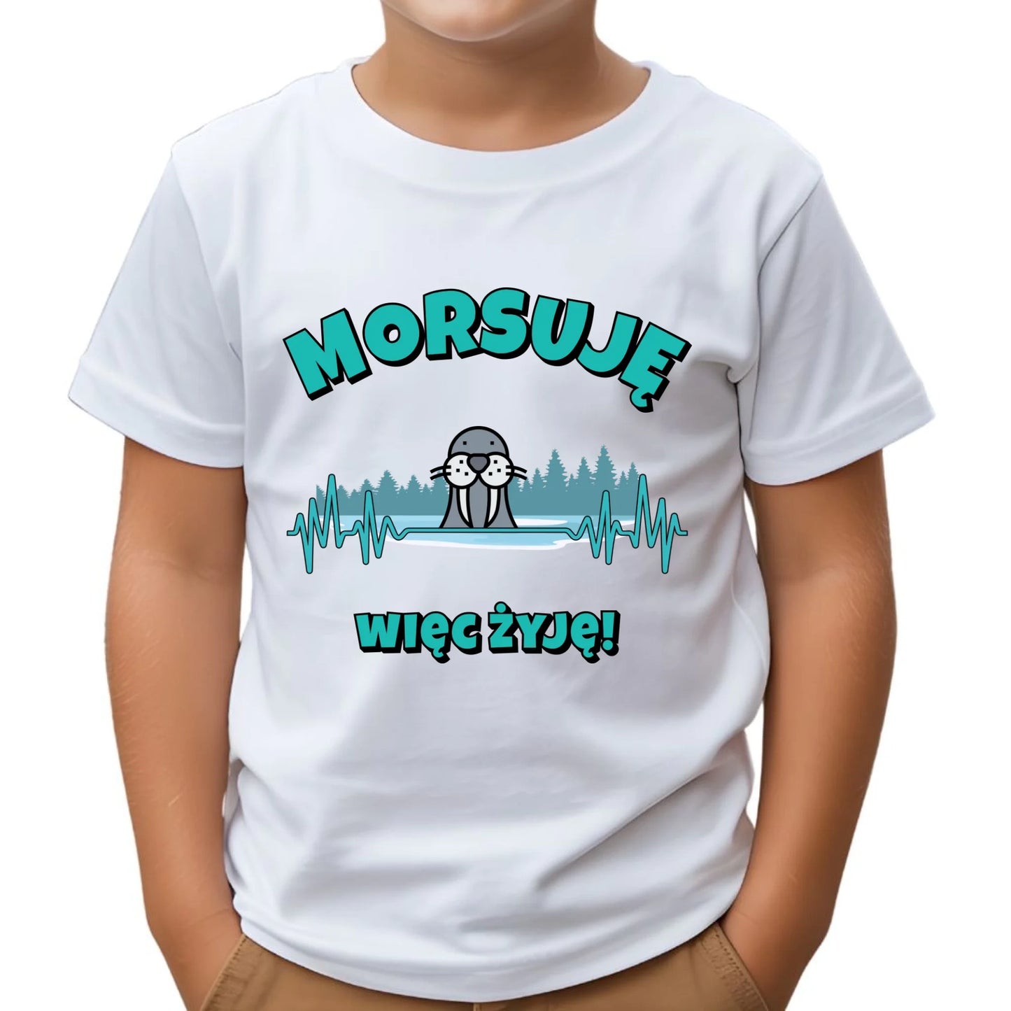 Koszulka dziecięca - prezent dla morsa - Morsuję więc żyję - Mors HM02 - StoryCups.pl