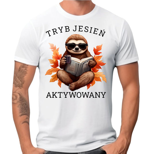 Koszulka męska jesienna - Leniwiec - Tryb jesień aktywowany JS23 - StoryCups.pl