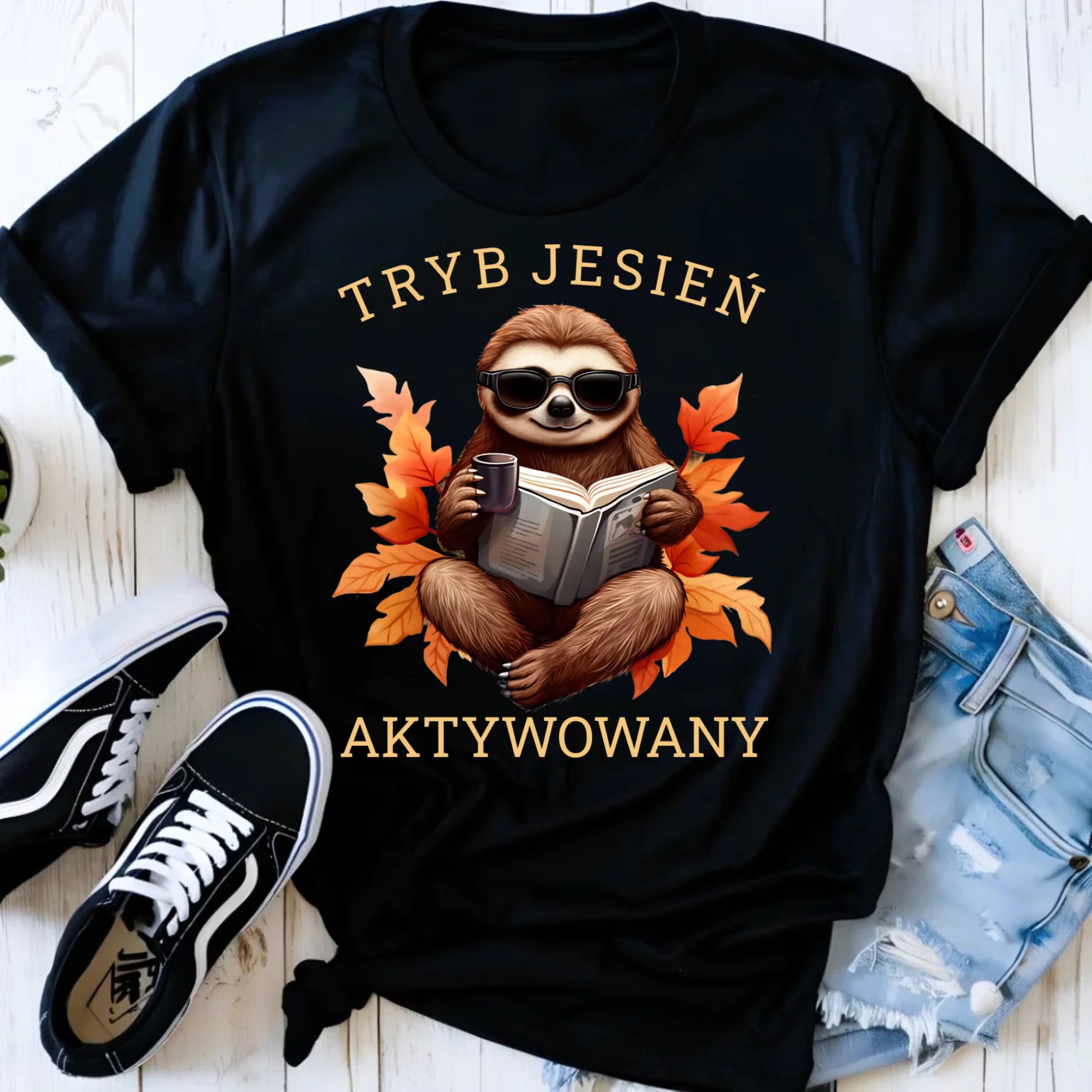 Koszulka damska jesienna - Leniwiec - Tryb jesień aktywowany JS23 - StoryCups.pl