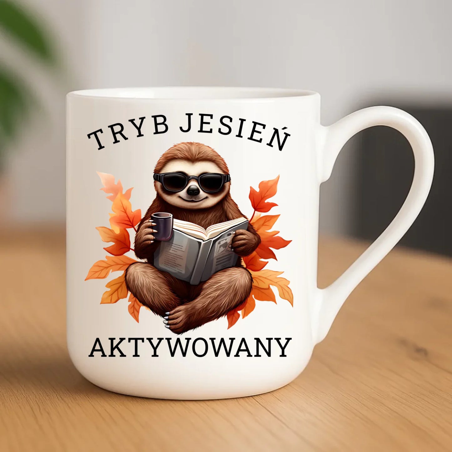 Kubek elegant jesienny - Leniwiec - Tryb jesień aktywowany JS23 - StoryCups.pl