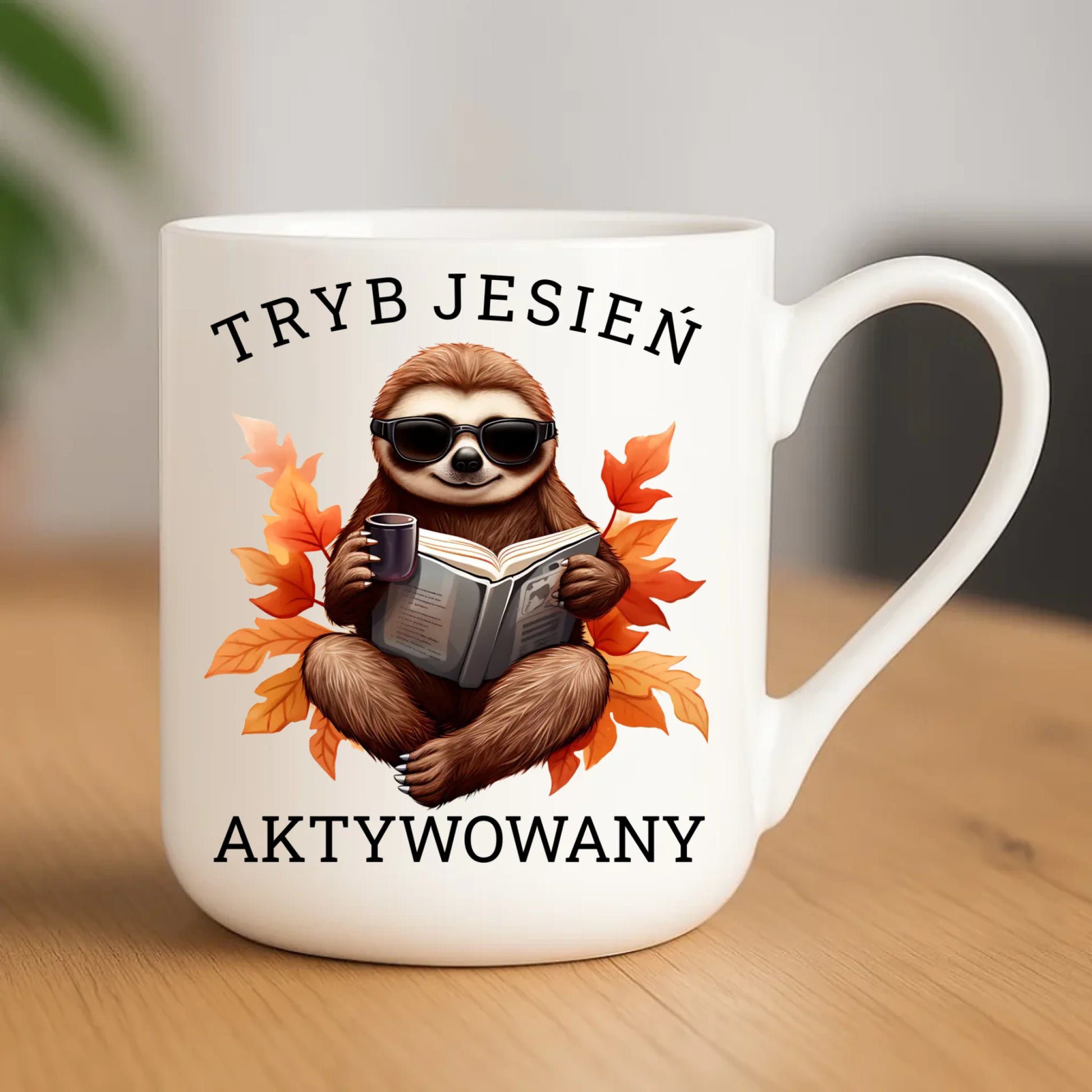 Kubek elegant jesienny - Leniwiec - Tryb jesień aktywowany JS23 - StoryCups.pl