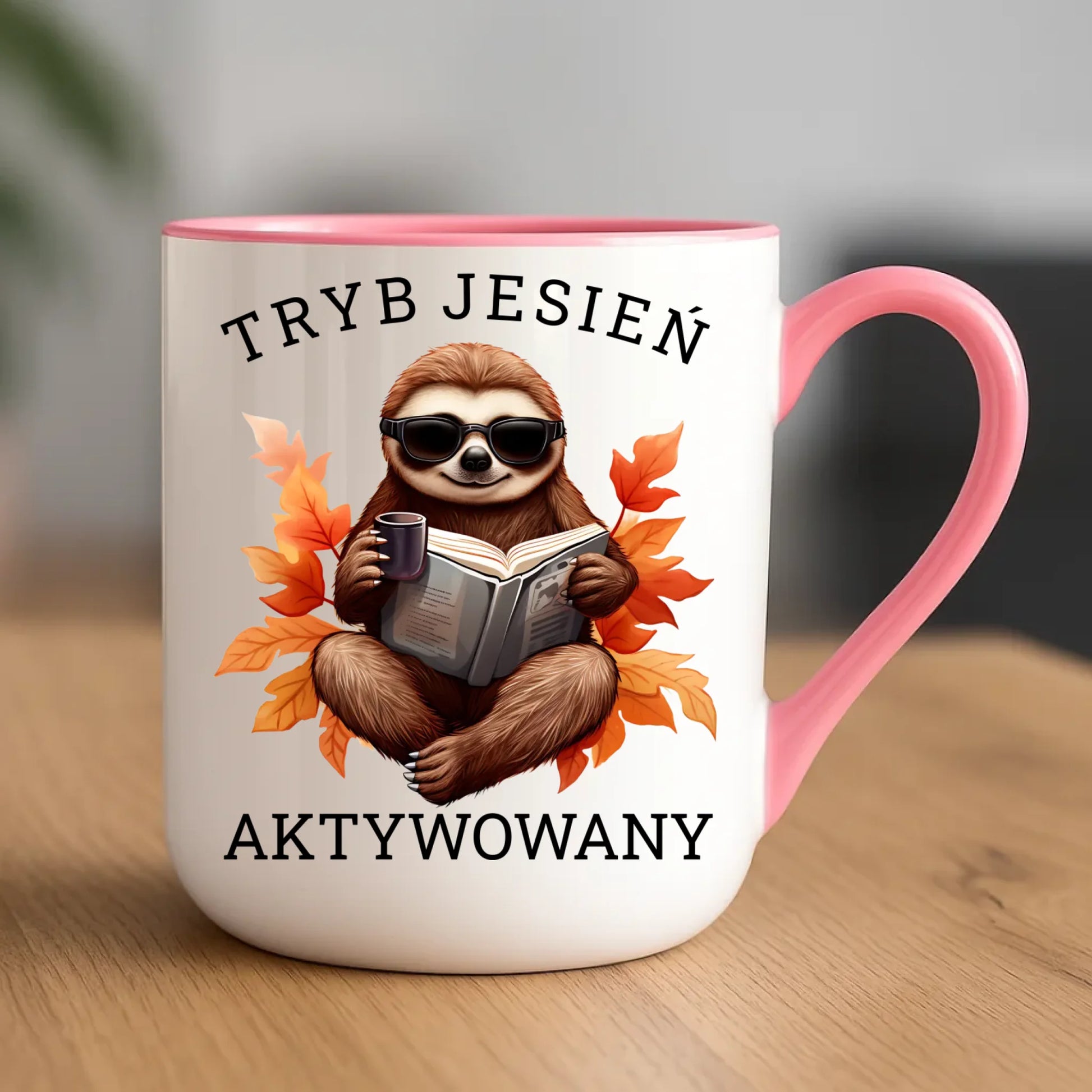 Kubek elegant jesienny - Leniwiec - Tryb jesień aktywowany JS23 - StoryCups.pl