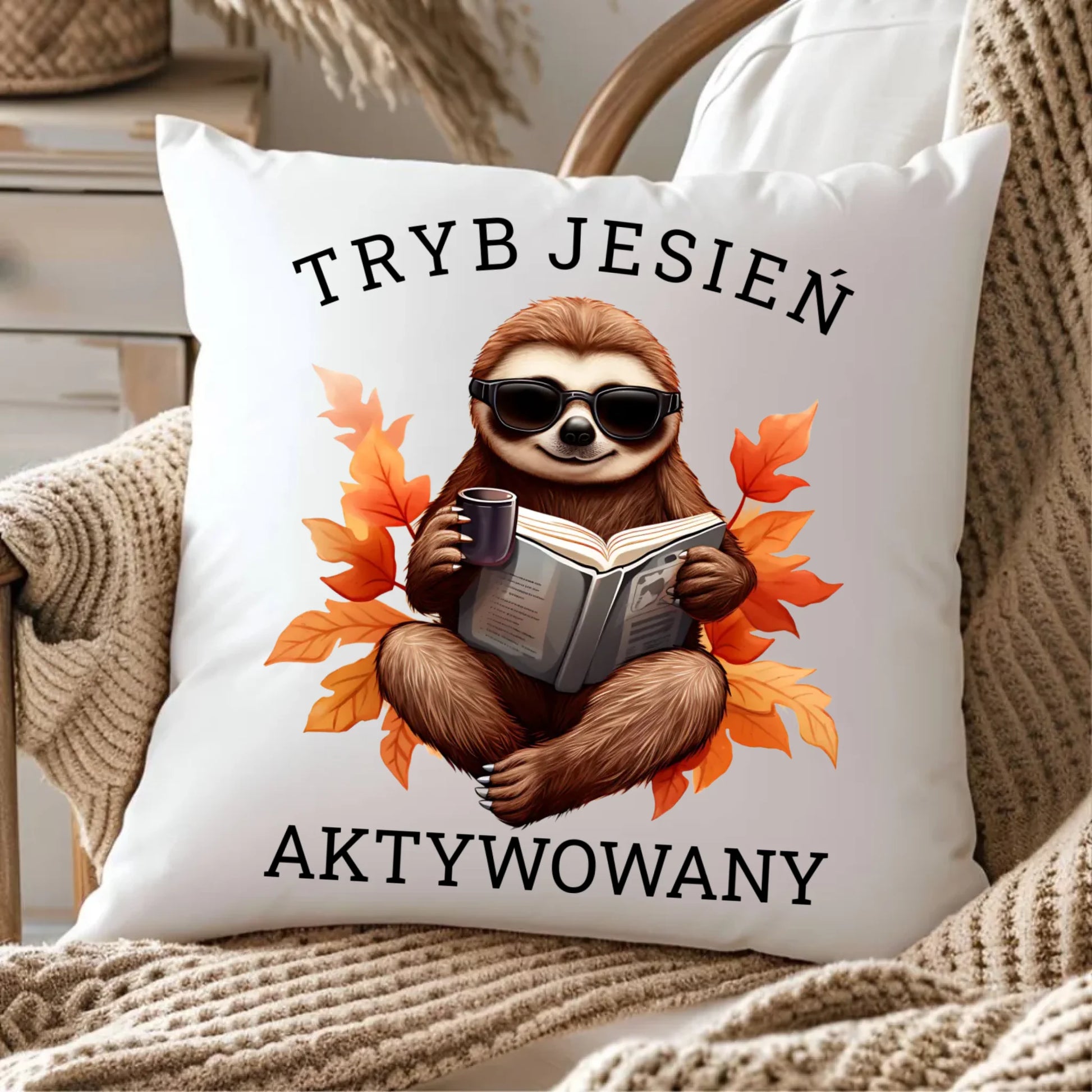 Poduszka jesienna - Leniwiec - Tryb jesień aktywowany JS23 - StoryCups.pl